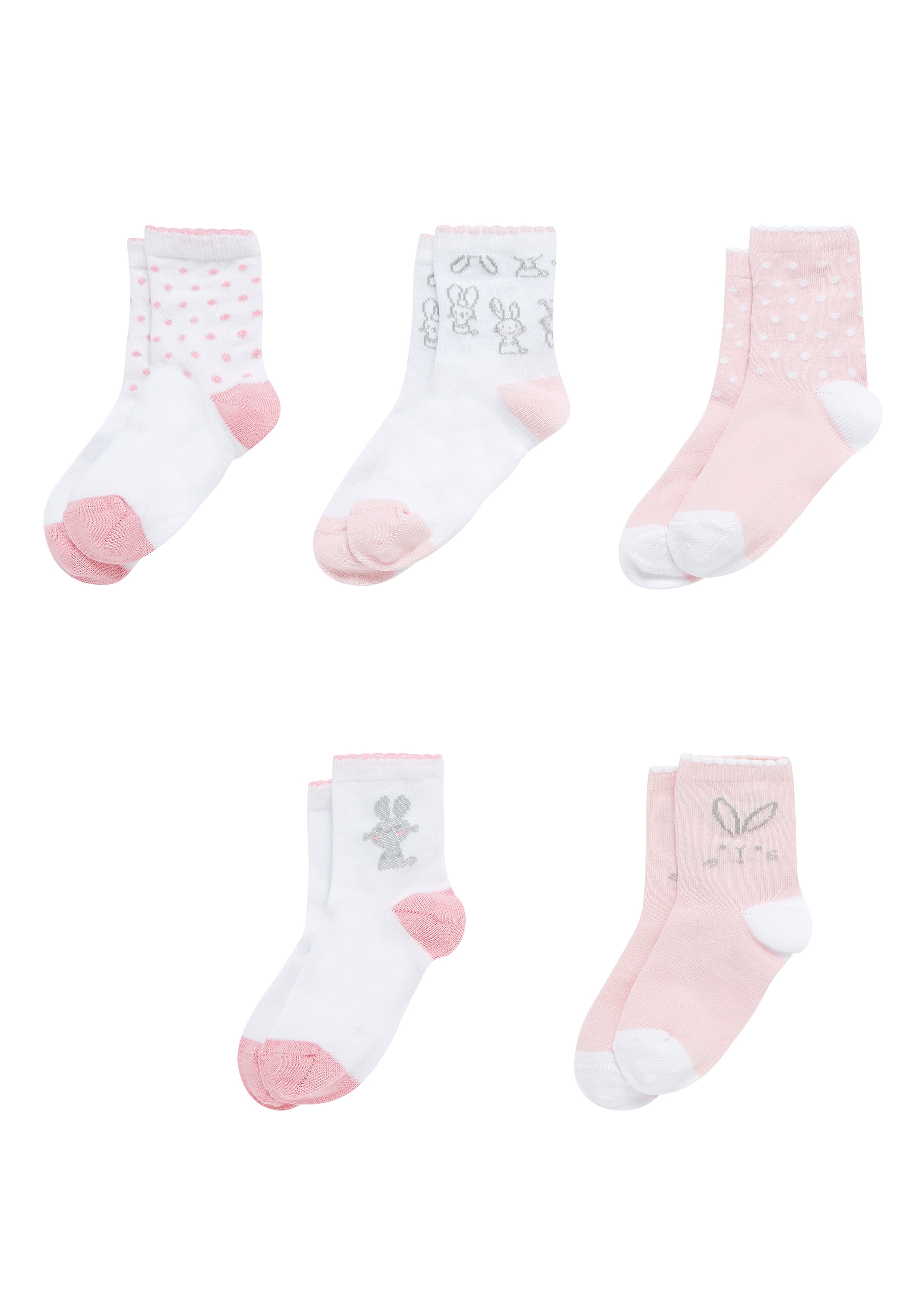 Mothercare | Girls  Socks Bunny Design - Pack Of 5 - Pink 2
