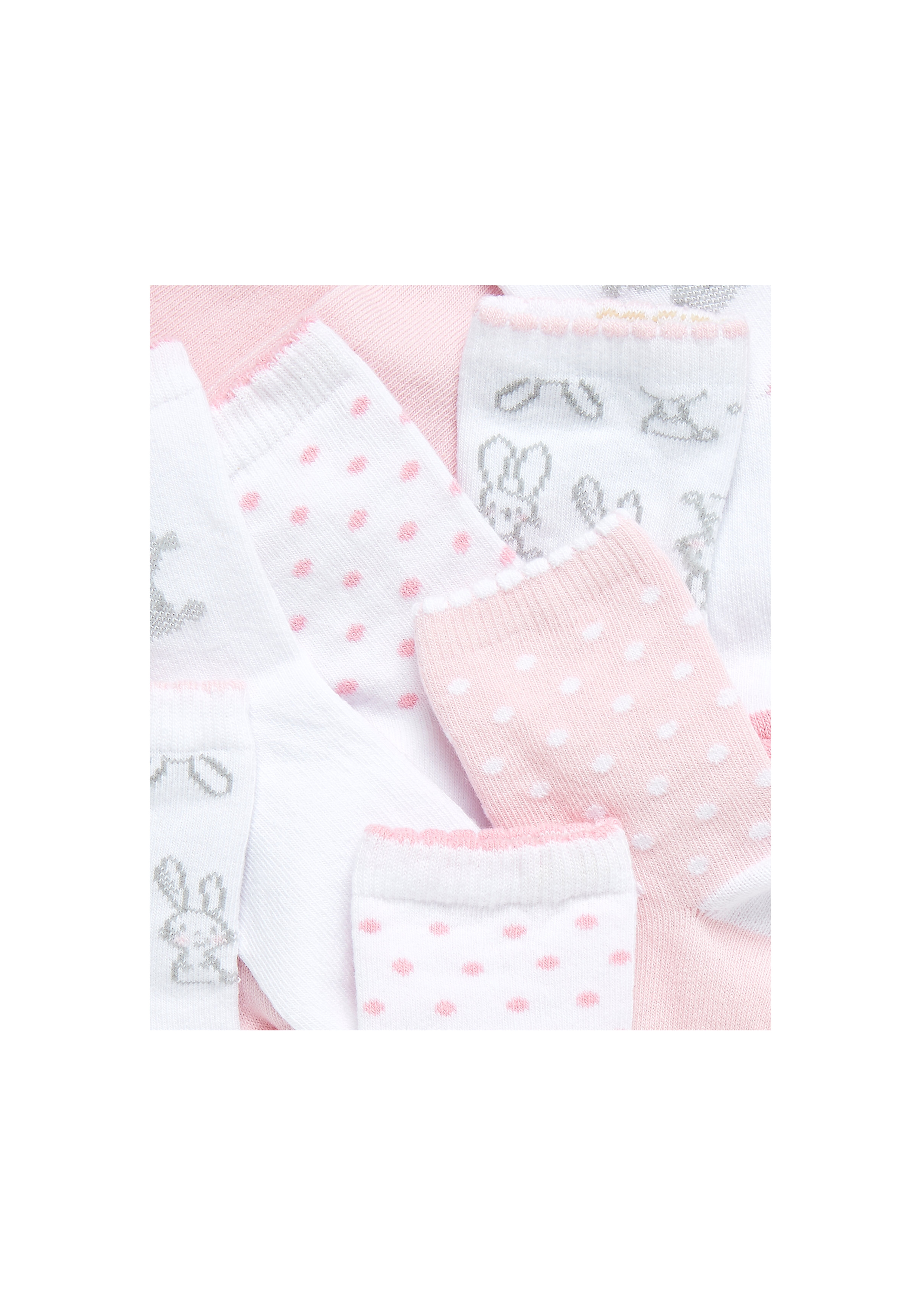 Mothercare | Girls  Socks Bunny Design - Pack Of 5 - Pink 1