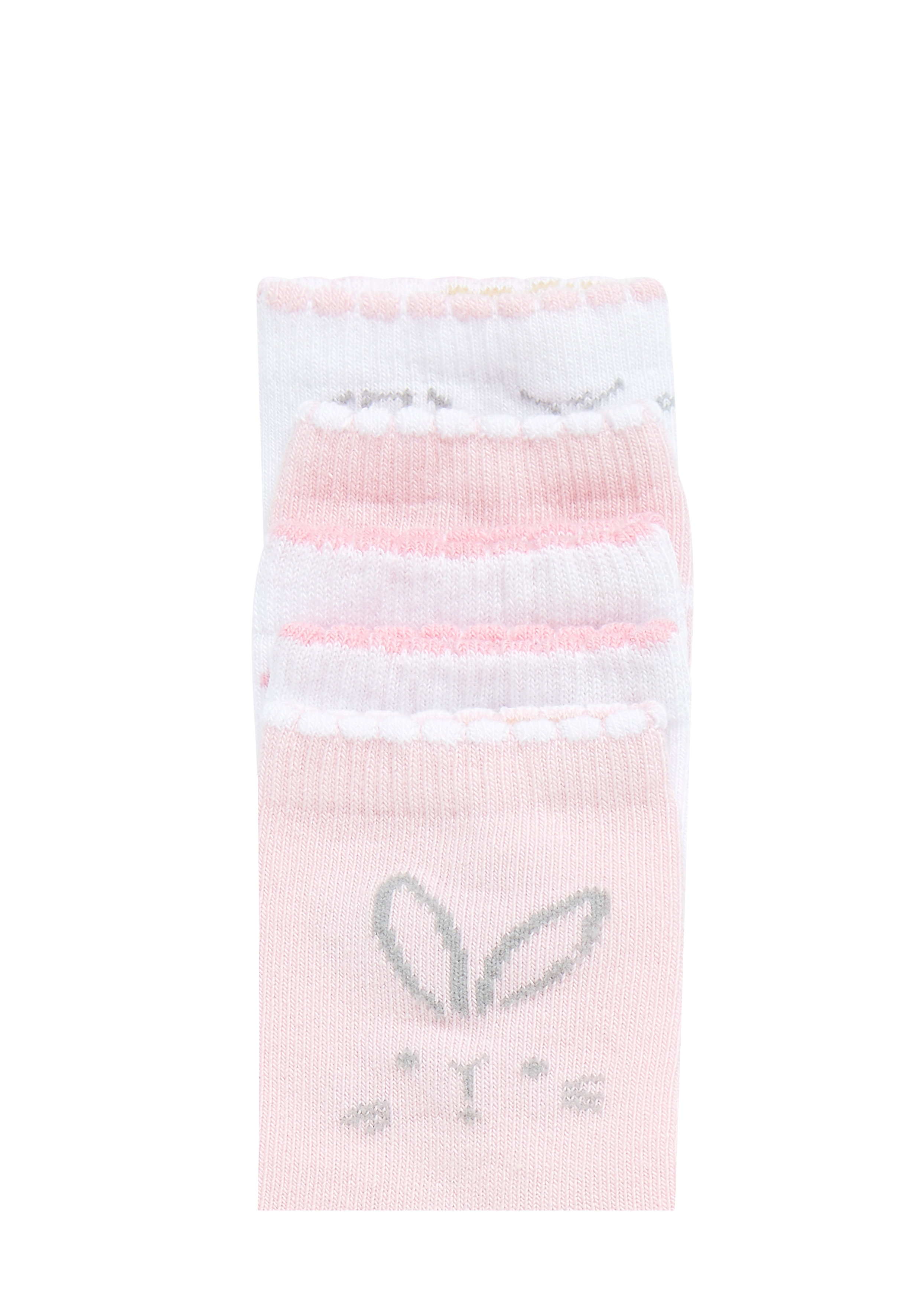 Mothercare | Girls  Socks Bunny Design - Pack Of 5 - Pink 3