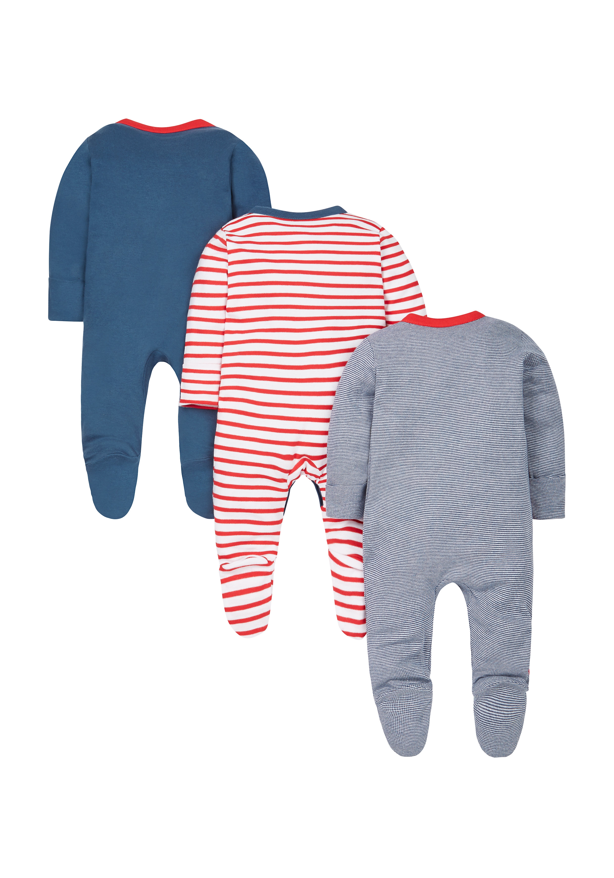 Mothercare | Boys Little Sailor Sleepsuits - Pack Of 3 - Navy 1
