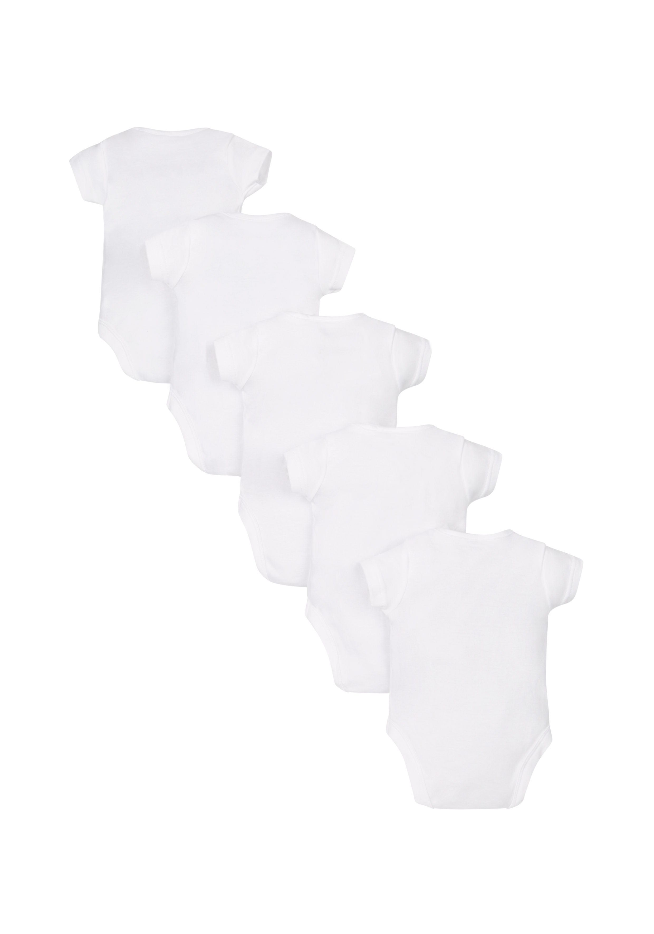 Mothercare | Unisex Half Sleeves Printed Bodysuits - Pack Of 5 - White 1