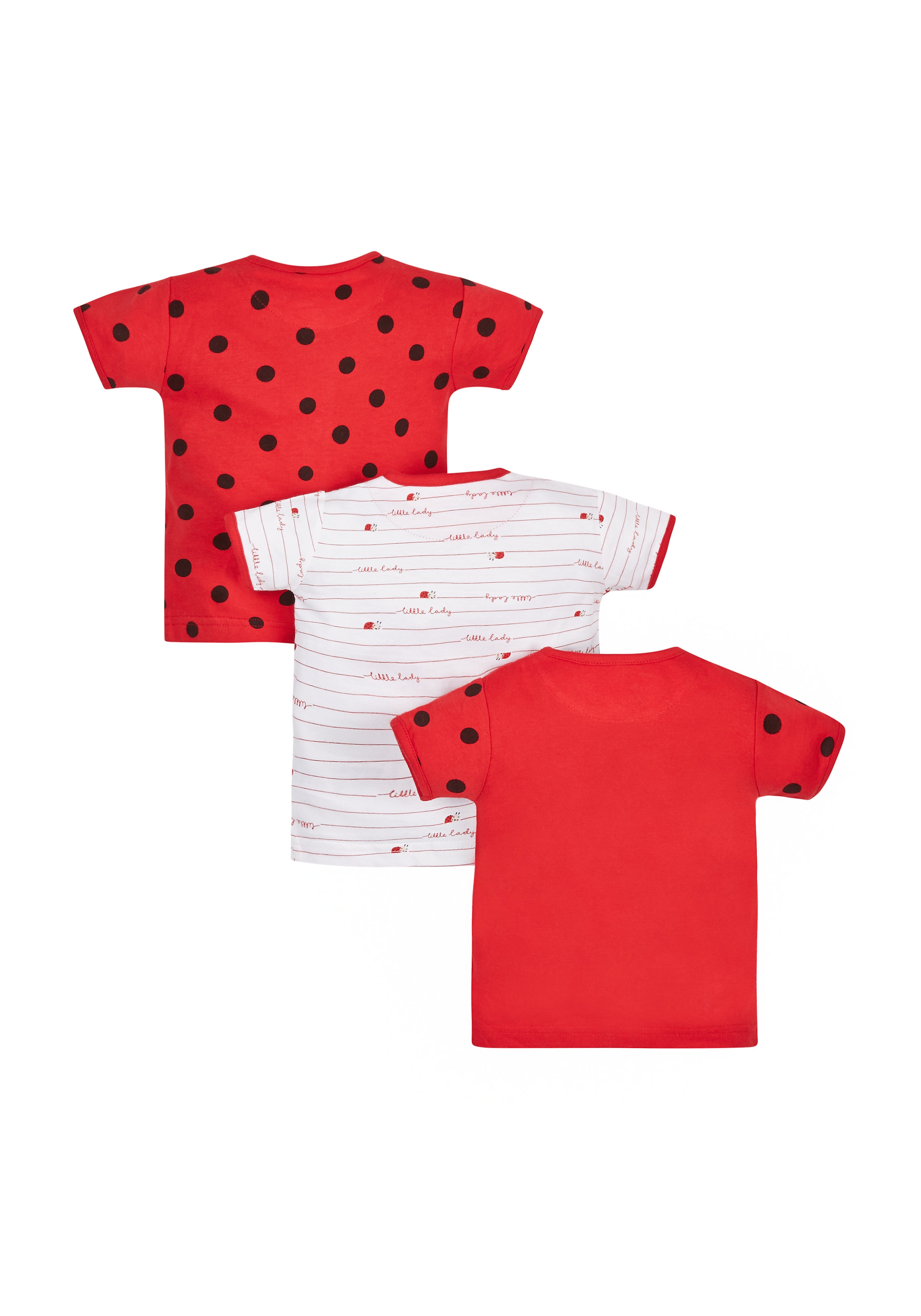 Mothercare | Girls Ladybird Tops - Pack Of 3 - Red 1
