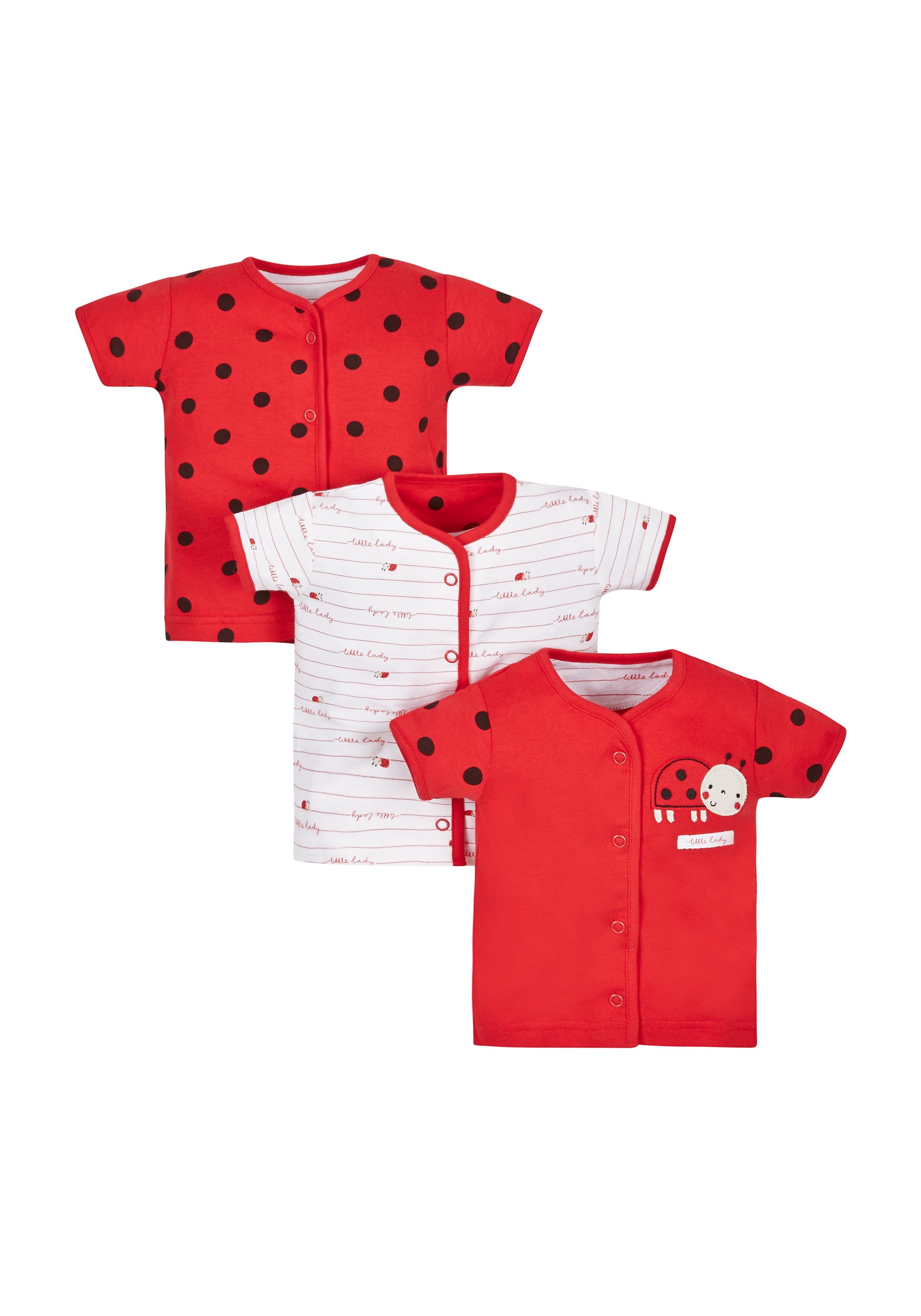 Mothercare | Girls Ladybird Tops - Pack Of 3 - Red 0