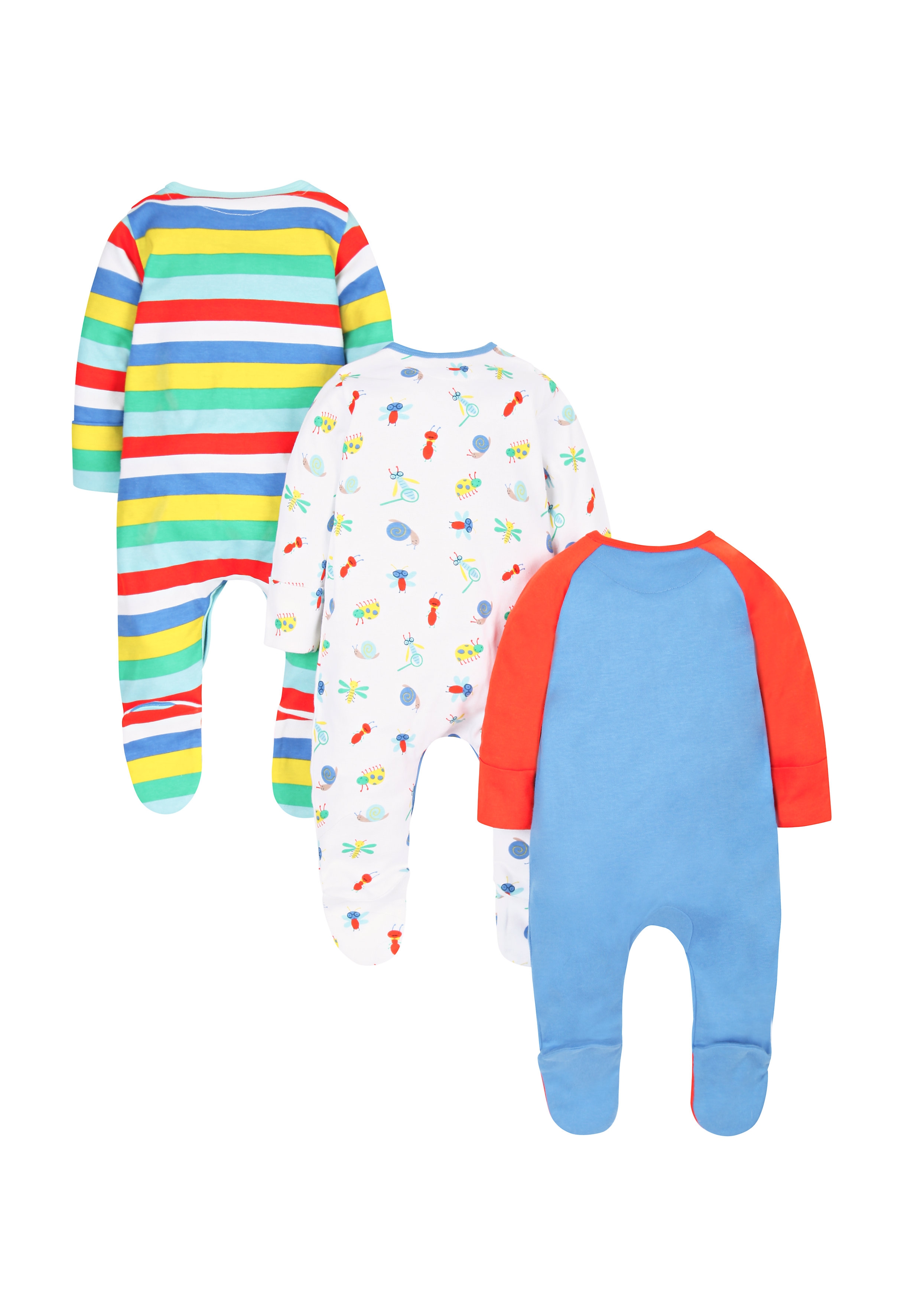 Mothercare | Boys Bug Sleepsuits - Pack Of 3 1
