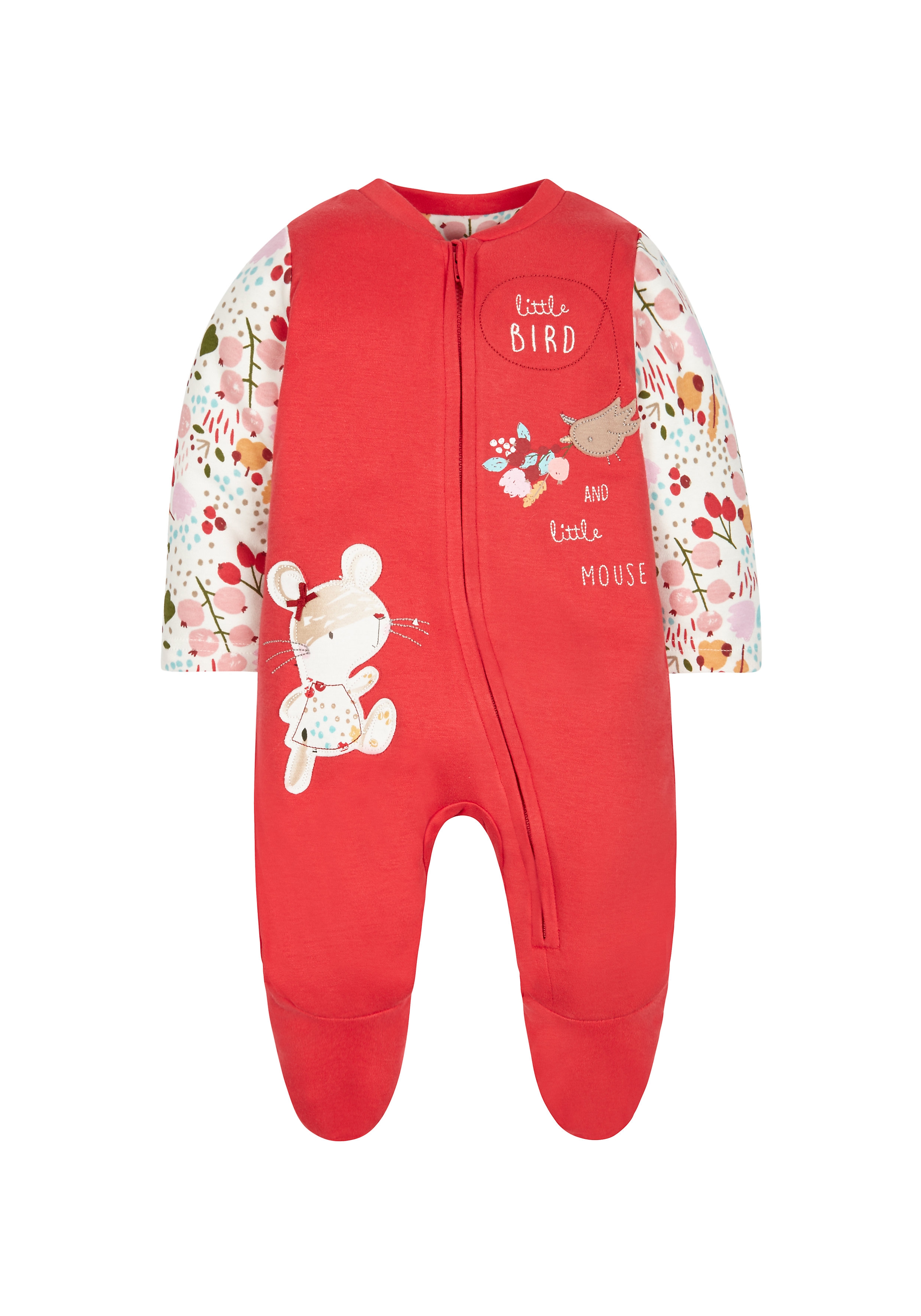 Mothercare | Girls Full Sleeves Snowsuit Birds Patchwork - Red 0