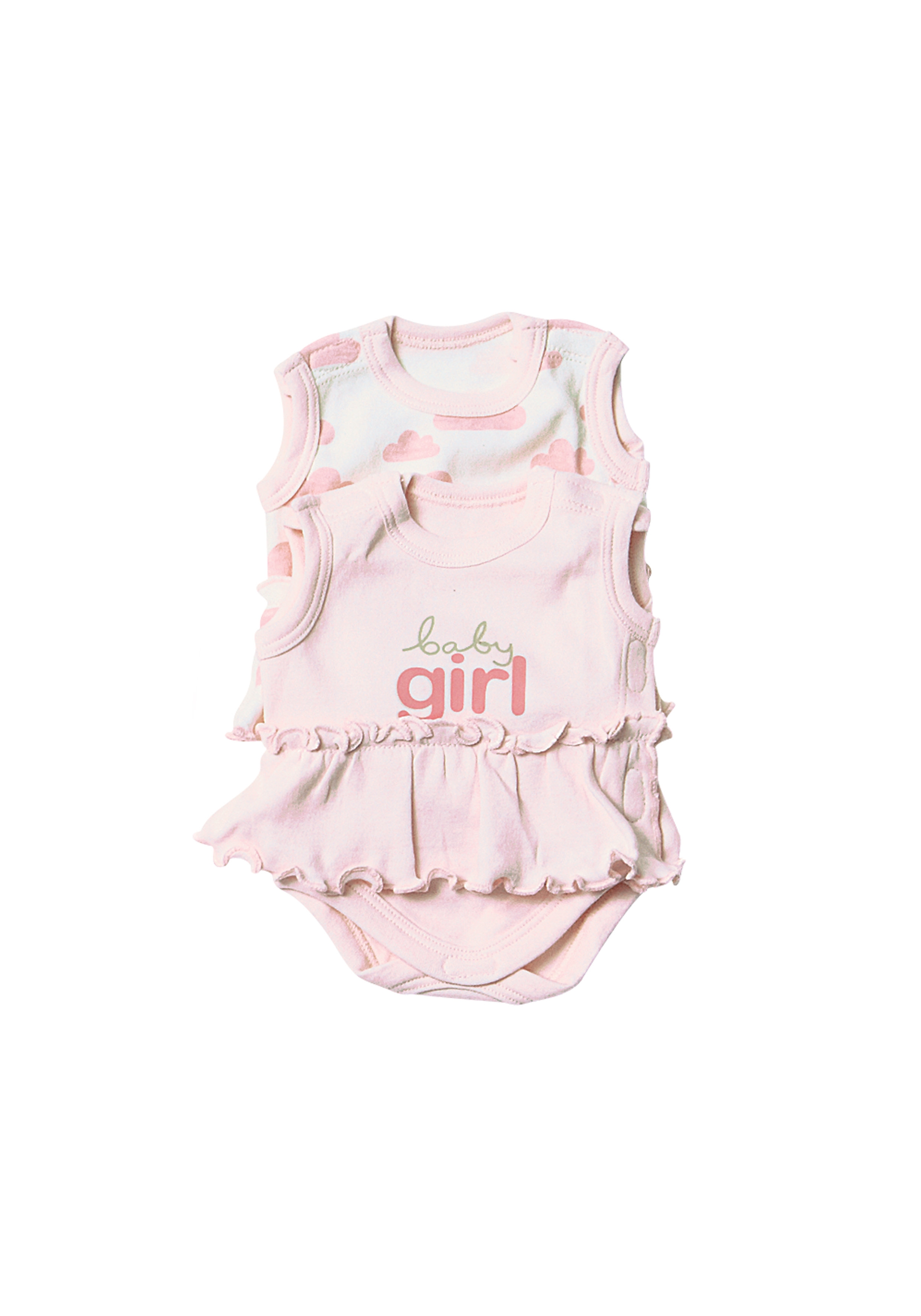 Mothercare | Girls Sleeveless Bodysuit Frill Detail - Pack Of 2 - Pink 0