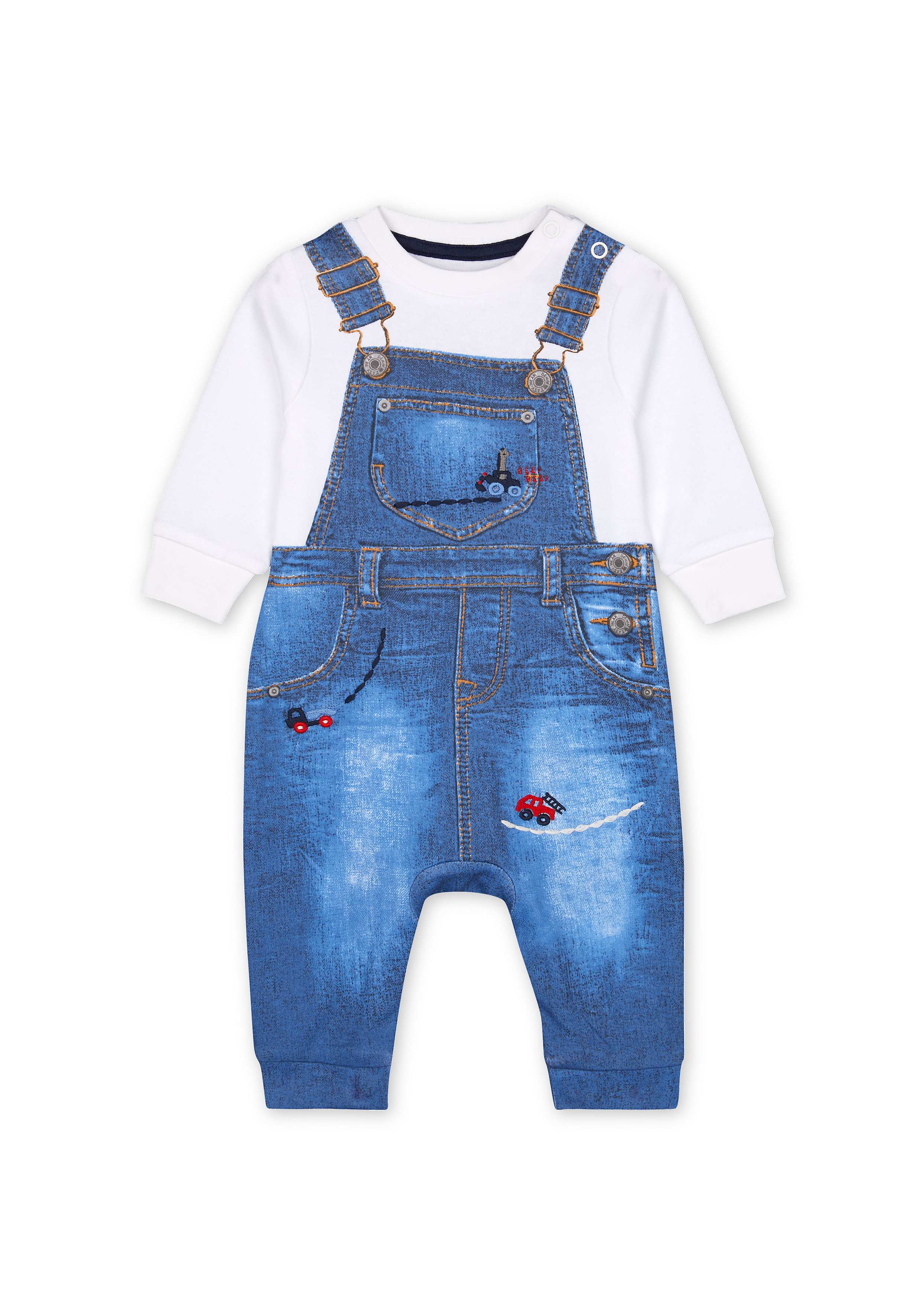 Boys Full sleeves Mock dungaree Romper - Blue