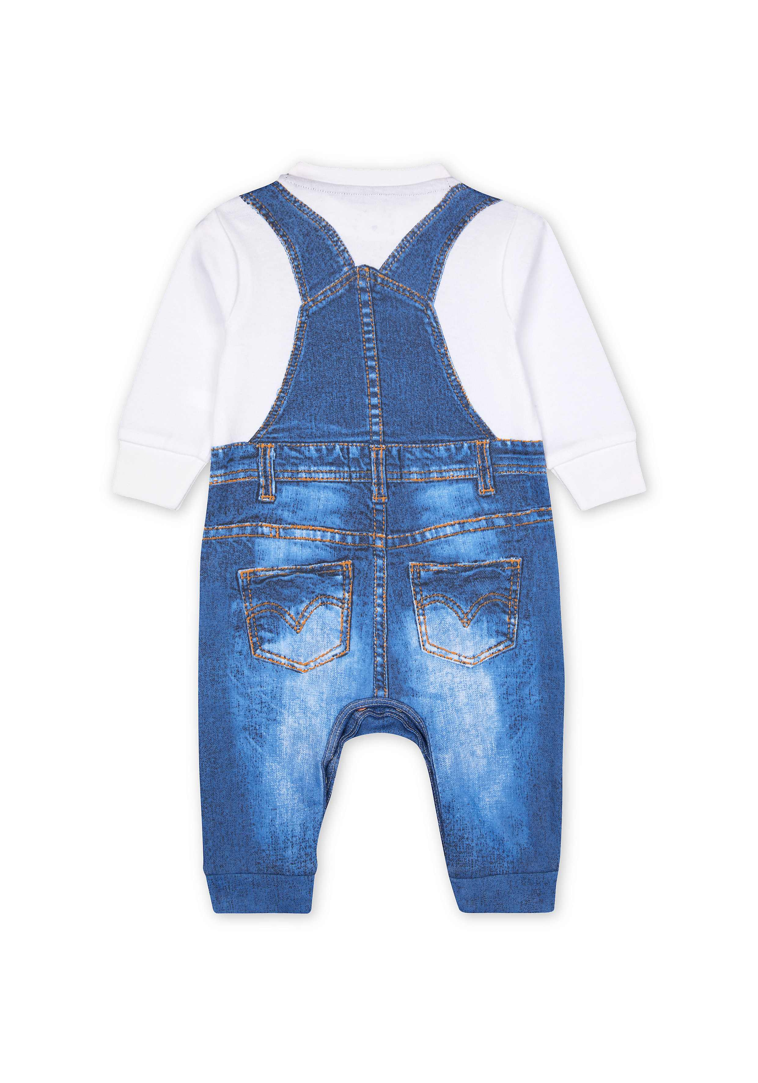 Boys Full sleeves Mock dungaree Romper - Blue