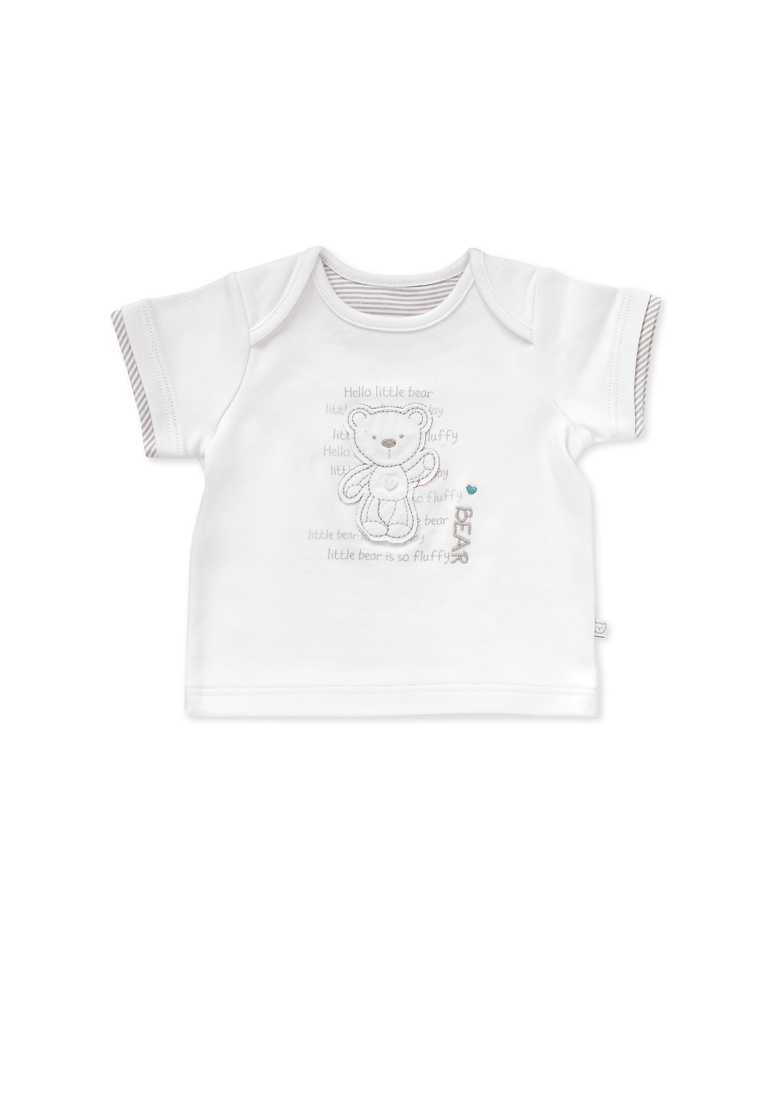 Mothercare | Unisex Half Sleeves T-Shirt Bear Patchwork - White 0