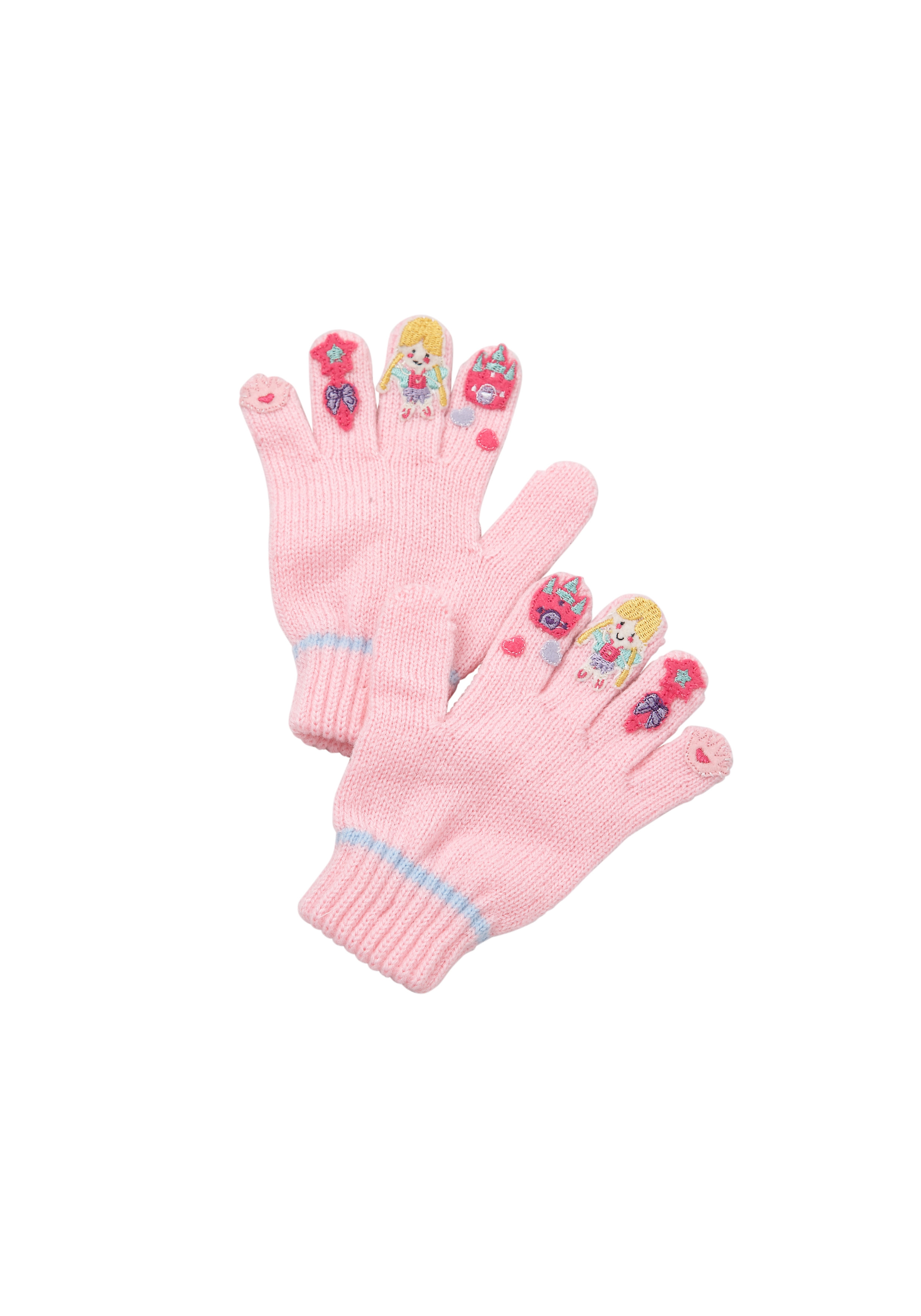 Mothercare | Girls Gloves Princess Embroidery - Pink 0
