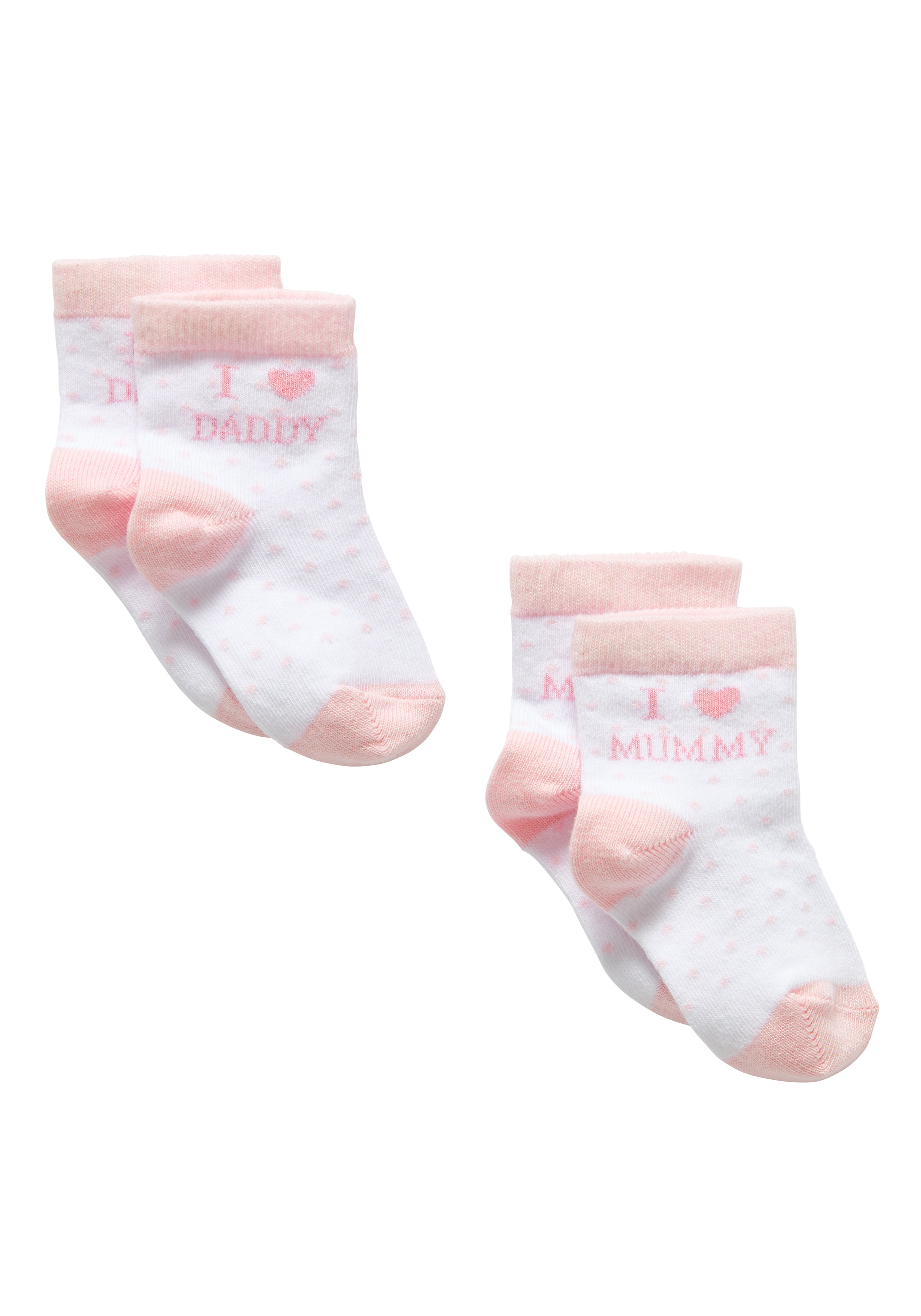 Mothercare | Girls I Love Mummy And Daddy Socks (Pink) - 2 Pack - Pink 0