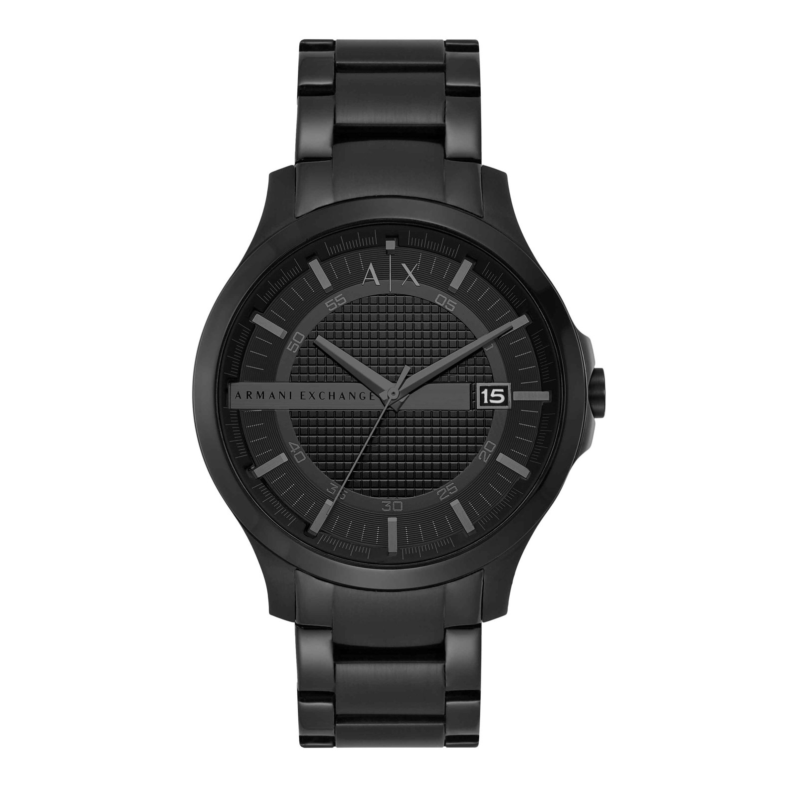 Hampton Men Quartz Black Dial Analog Stainless Steel Watch AX2104