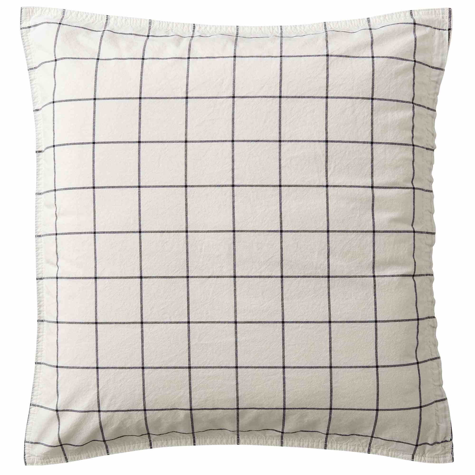 ORGANIC WASHED COTTON CUSHION COVER NAVY GRID