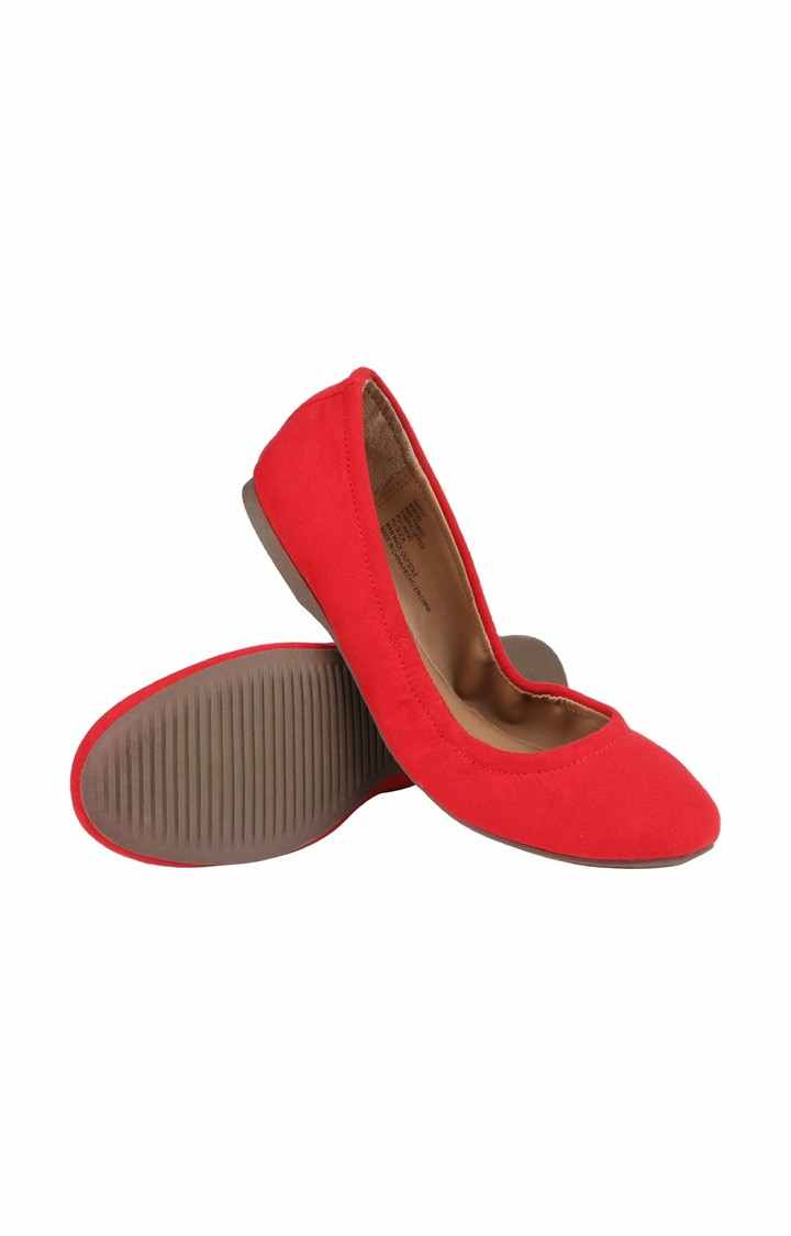Margyy Red Closed Flats & Ballerinas