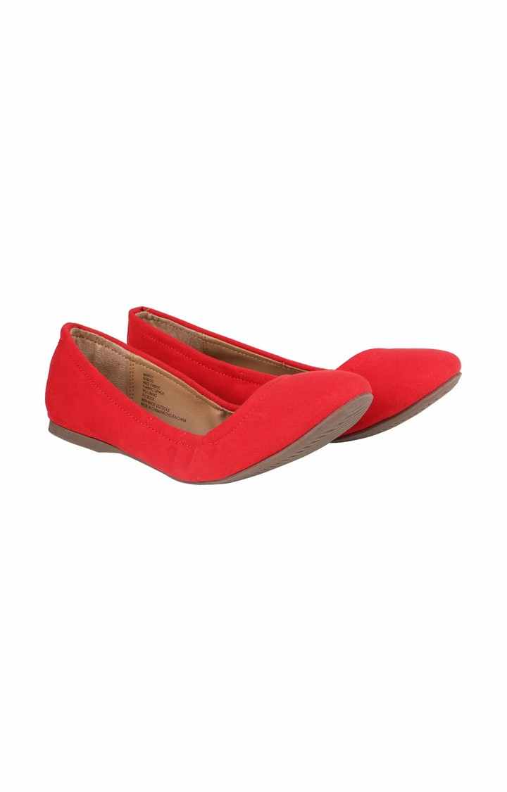 Margyy Red Closed Flats & Ballerinas