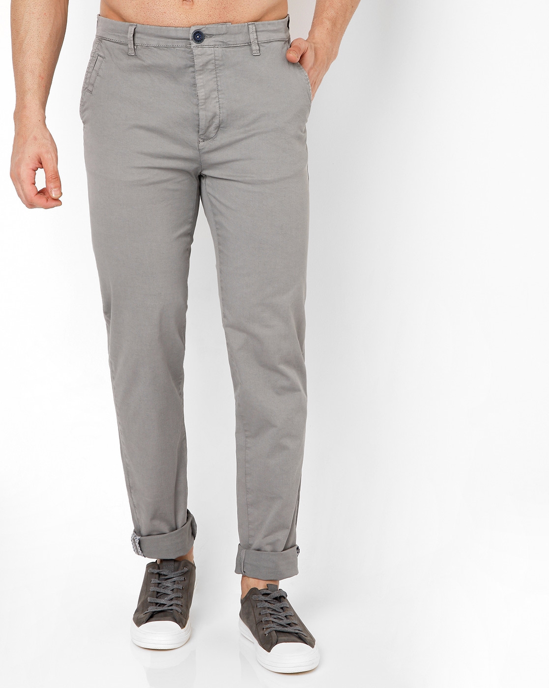 GAS | Men's Sadeck Grey Solid Trousers 0