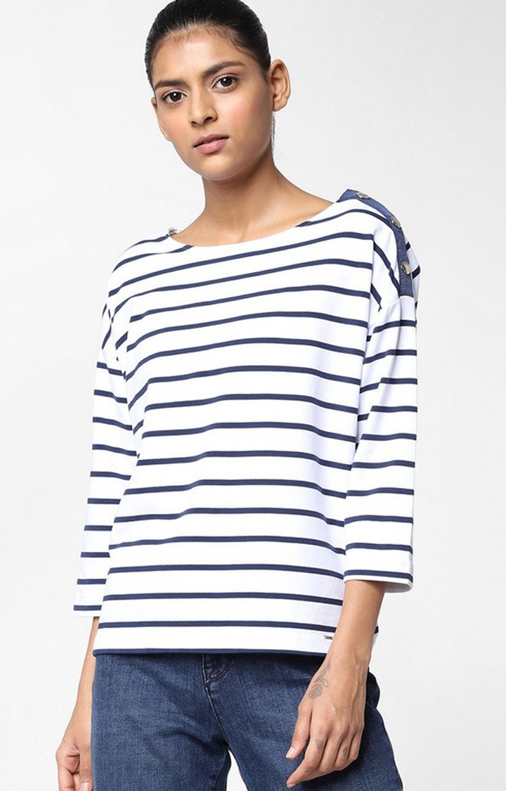 Sintya Striped Drop-Shoulder Top