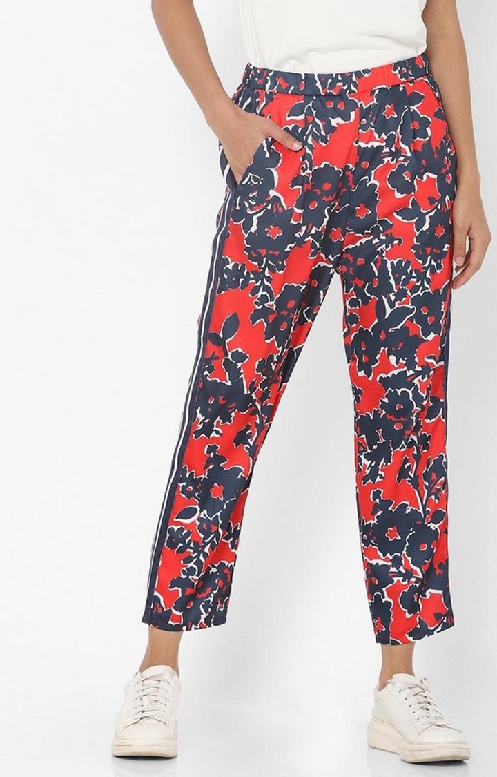 Women's regular fit mid rise printed Jimmye tape trousers