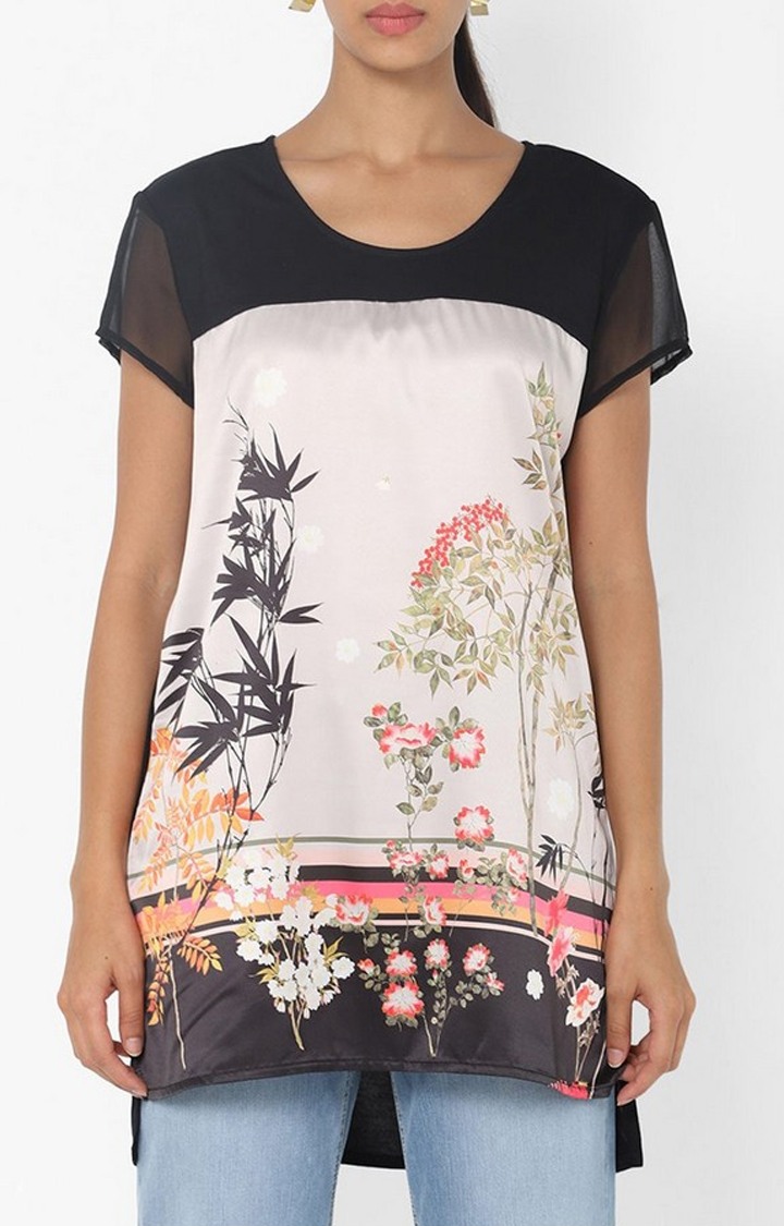 GAS | Himma Flowering Printed T-shirt with Dipped Hem