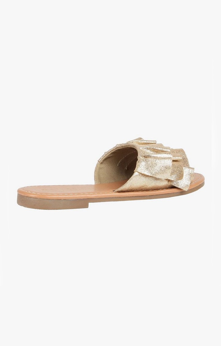 Frill Gold Flats