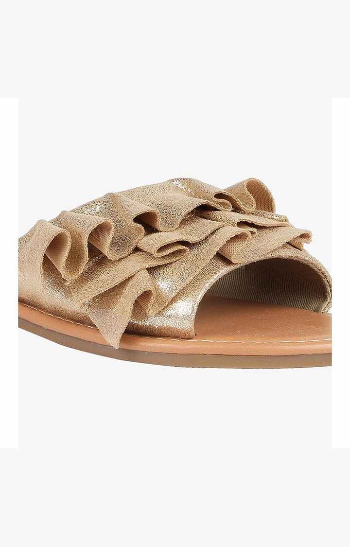 Frill Gold Flats