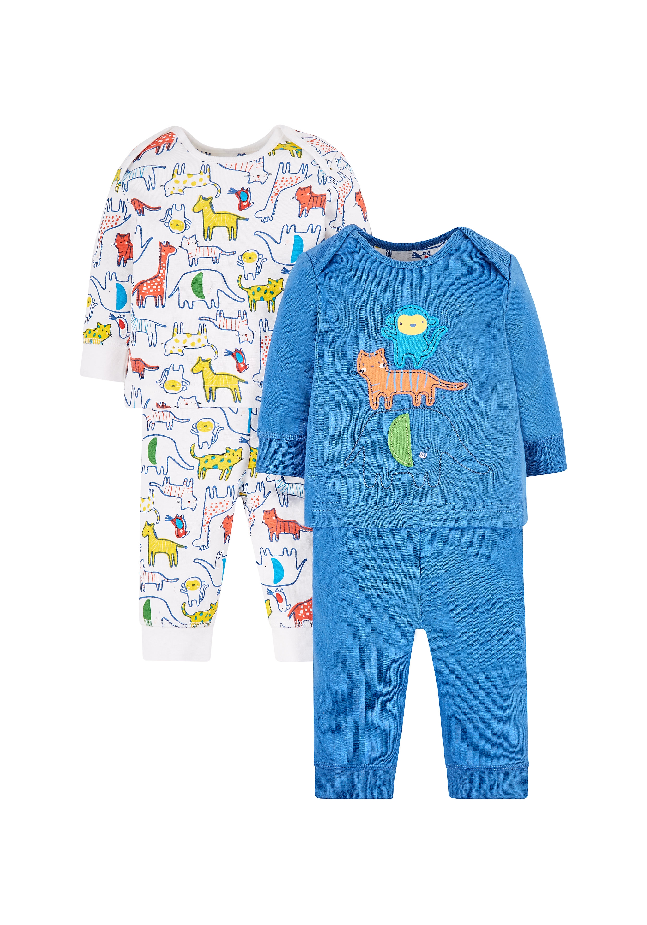 Mothercare | White and Blue Printed Nightsuit - Pack of 2 0