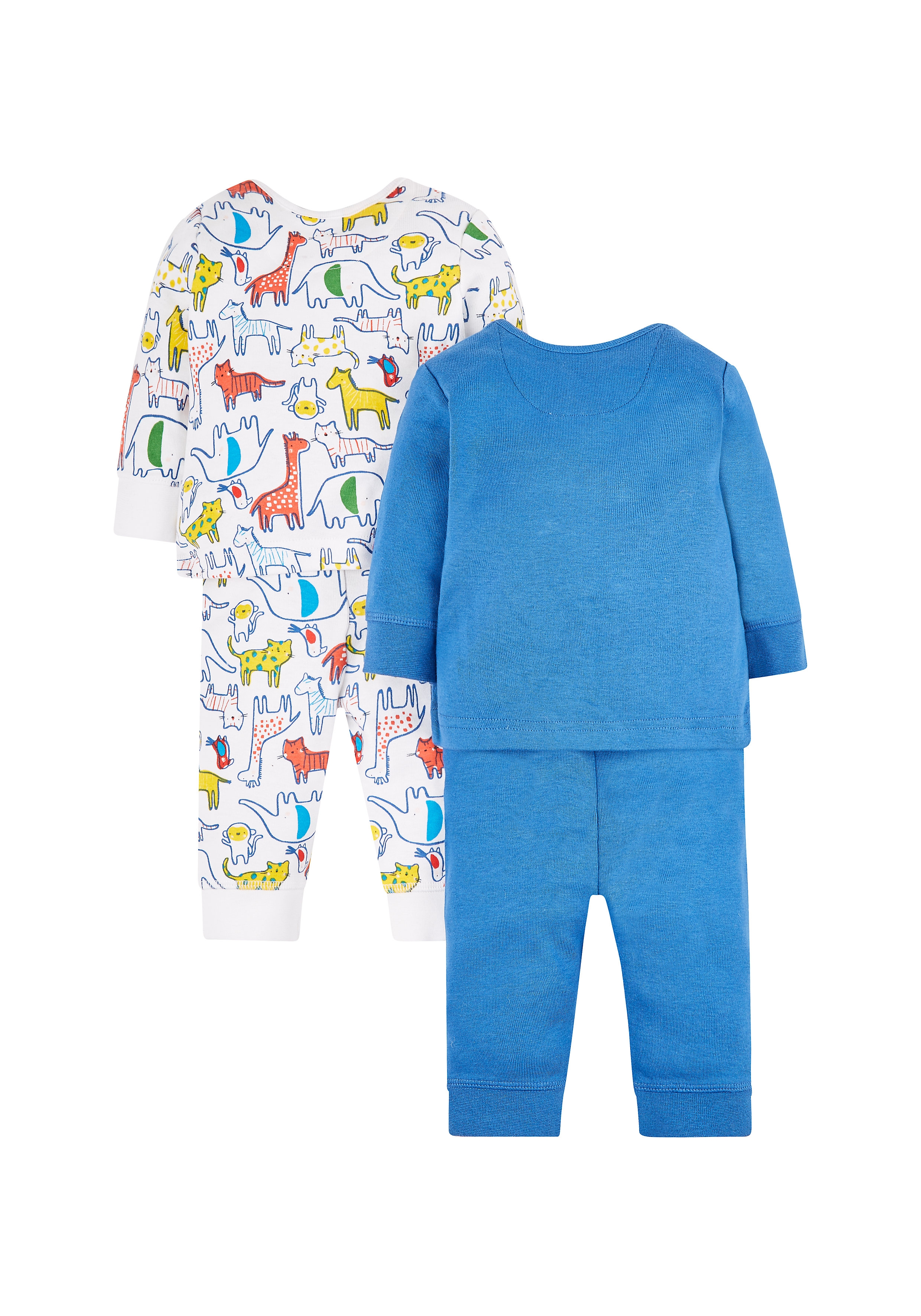 Mothercare | White and Blue Printed Nightsuit - Pack of 2 1