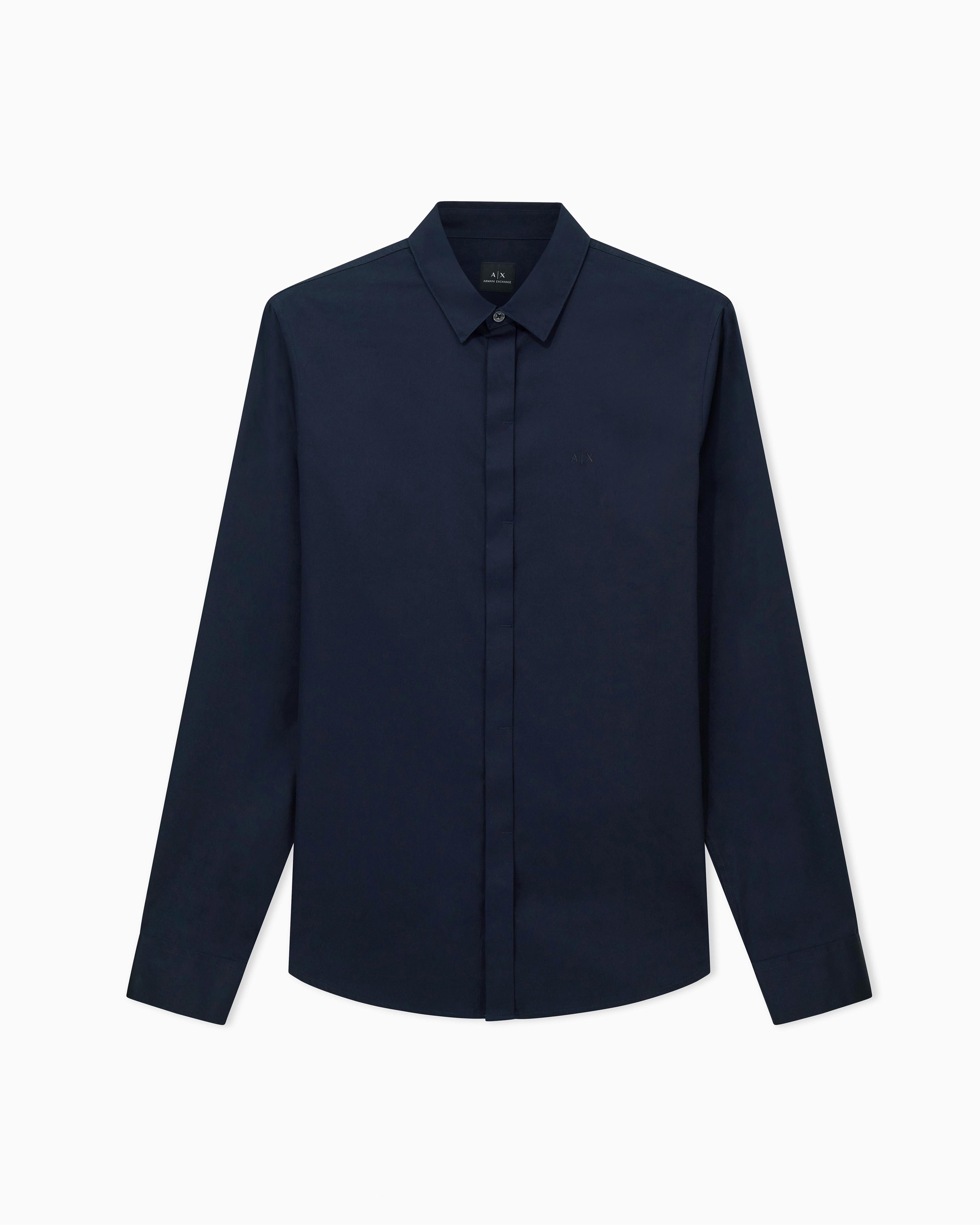 Men Navy Cotton  Shirt