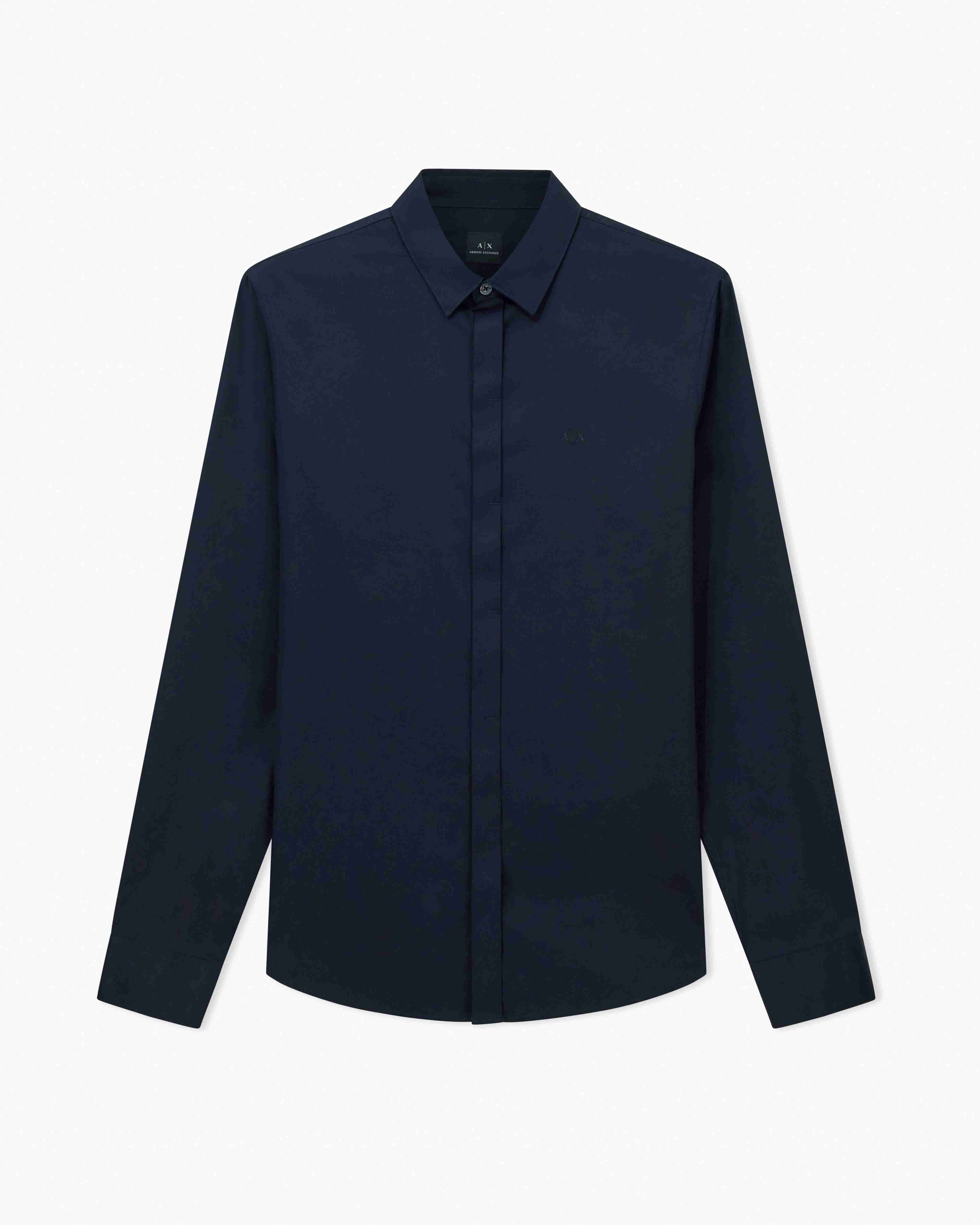 Men Navy Cotton  Shirt