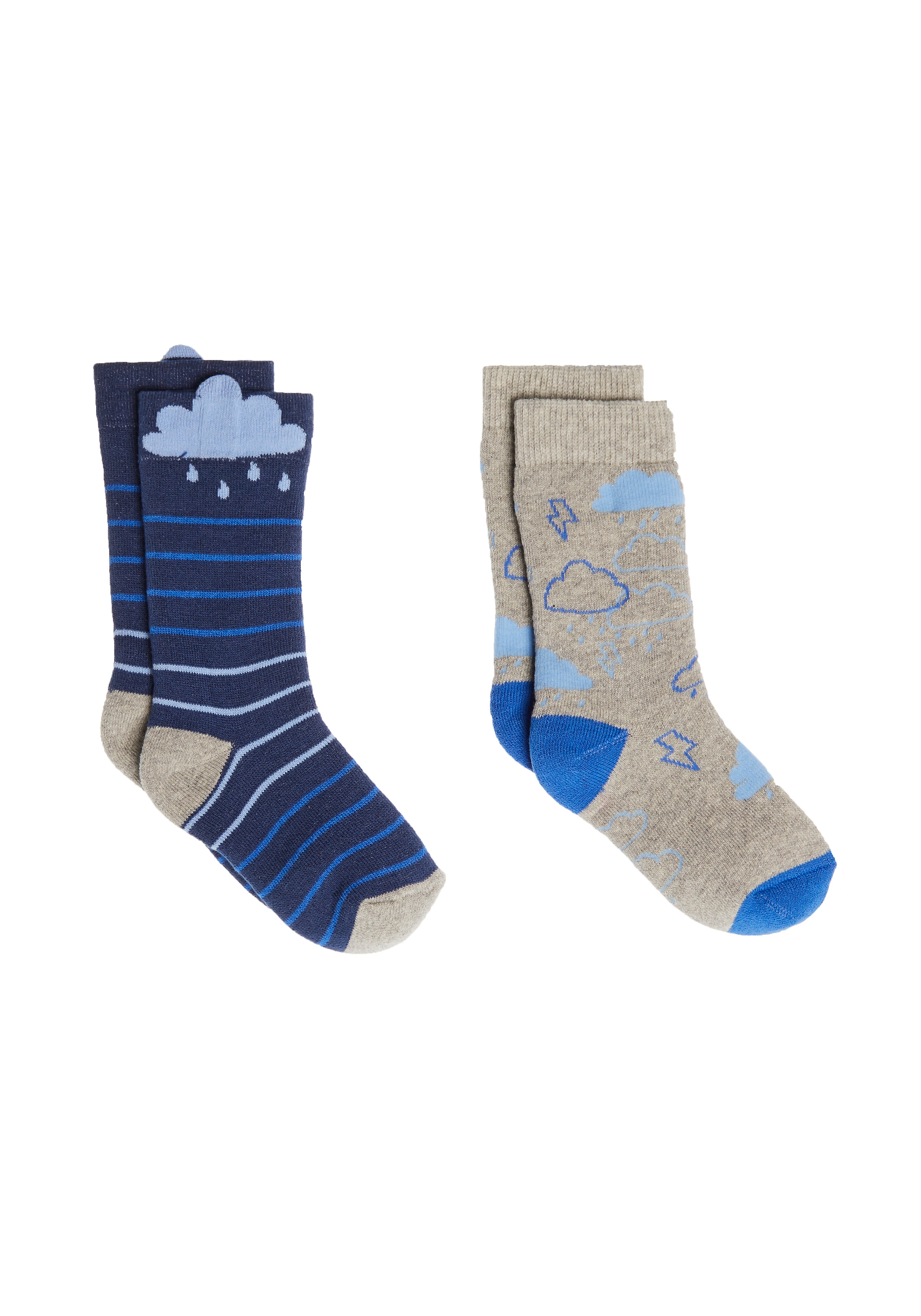 Mothercare | Boys Cloud Thermal Welly Socks - 2 Pack - Blue 0