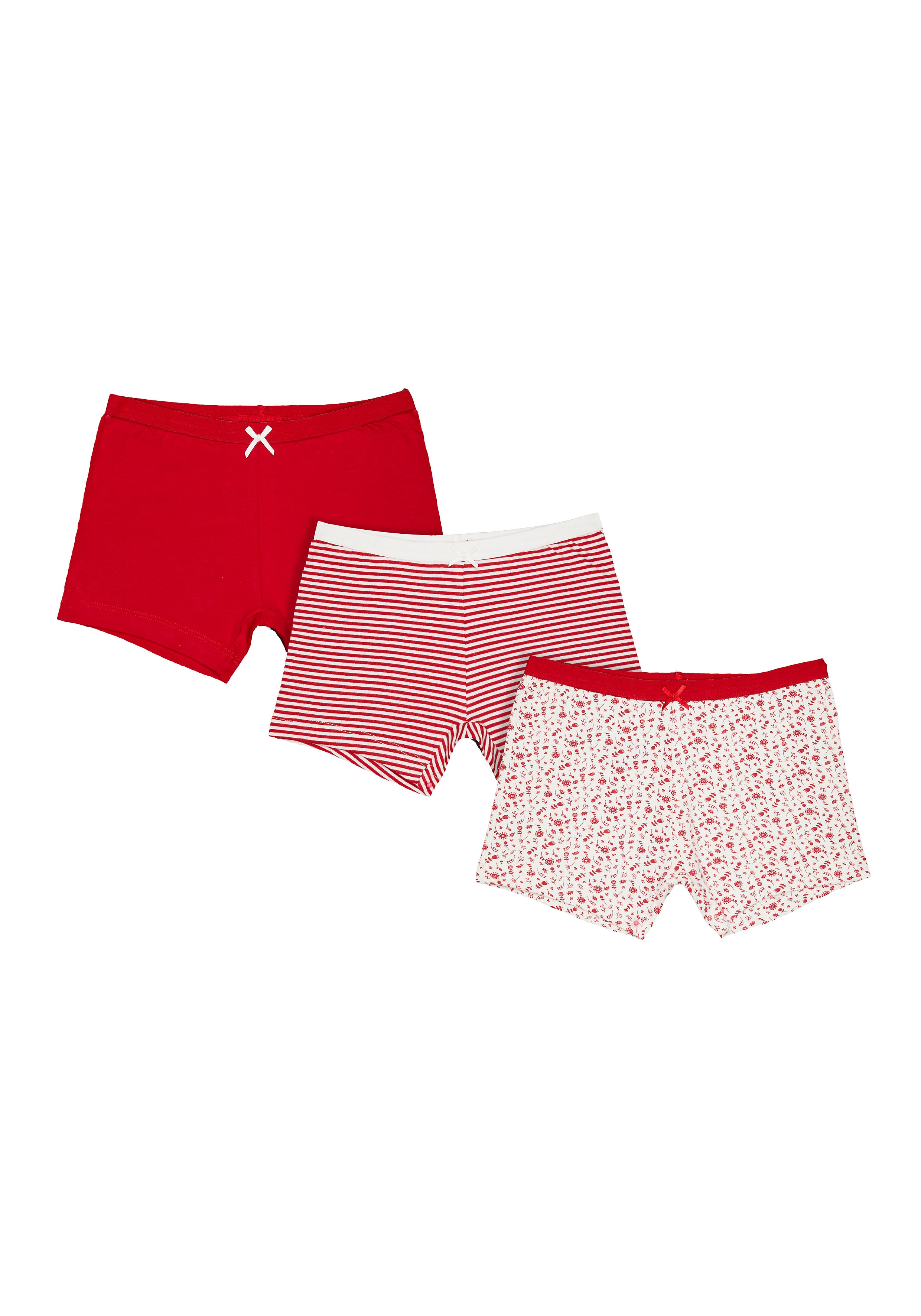 Mothercare | Girls Floral Shorts - 3 Pack - Red 0
