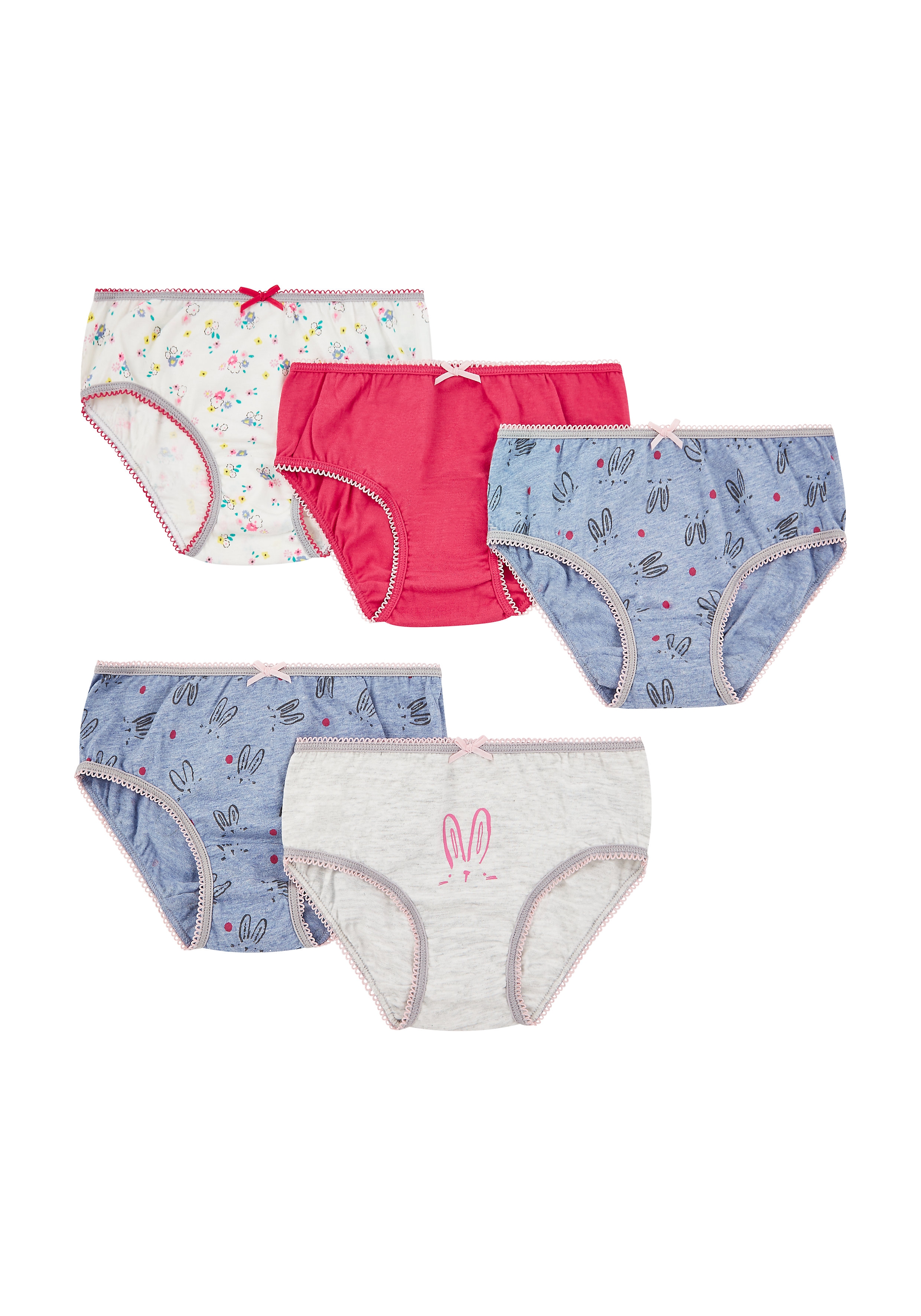 Mothercare | Girls Bunny Briefs - 5 Pack - Multicolor 0
