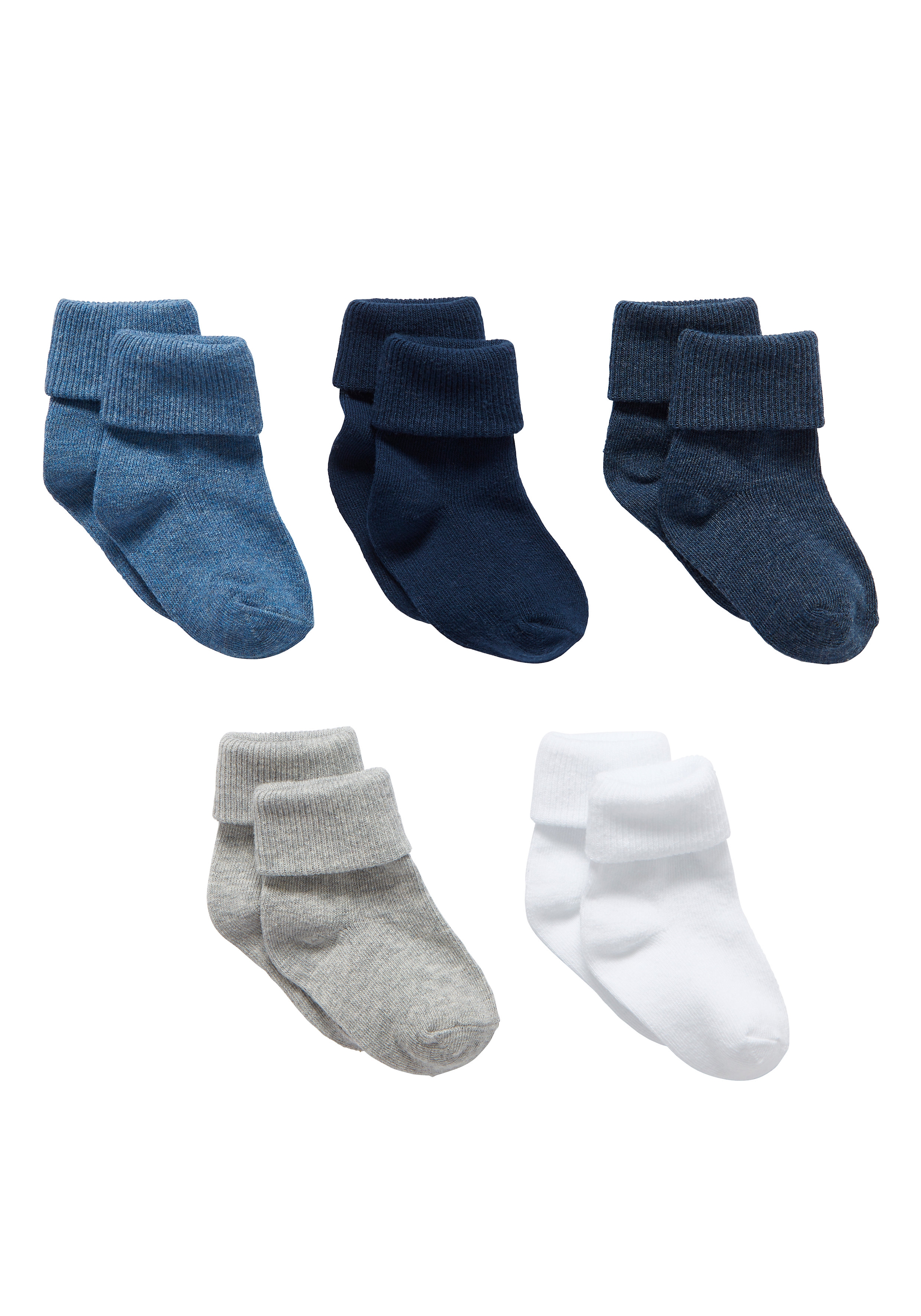 Mothercare | Boys Turn - Over - Top  Socks - 5 Pack - Blue 0