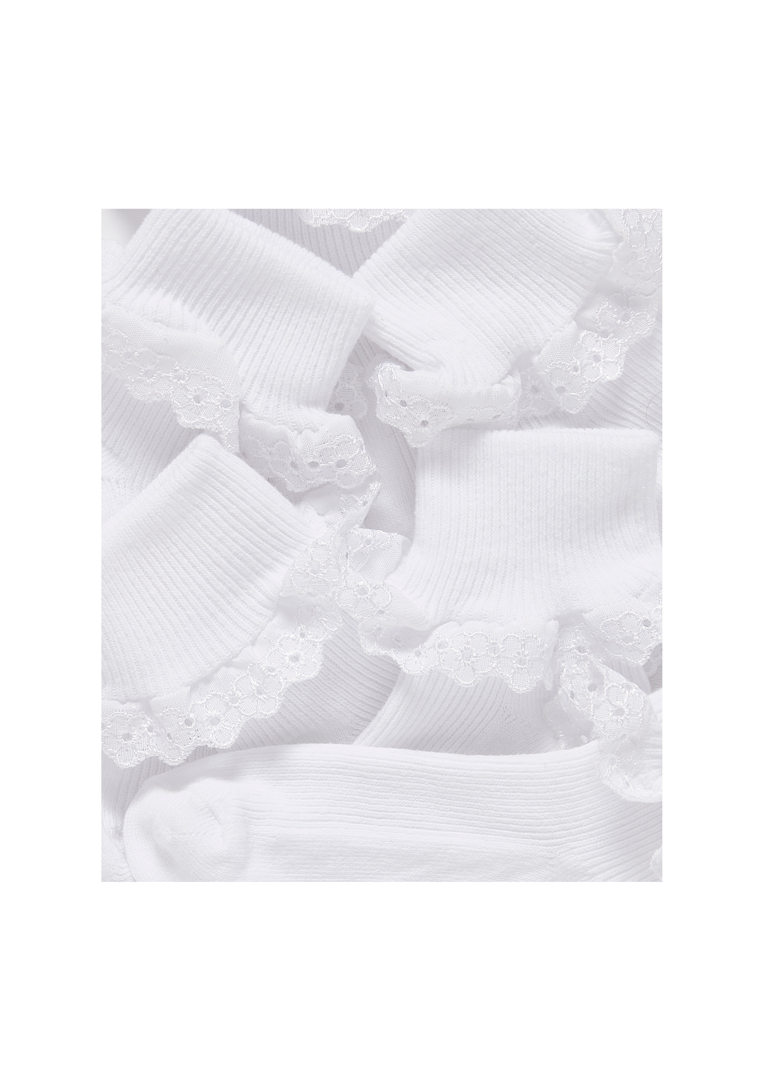 Mothercare | Girls White Lace Turn - Over - Top Socks - 3 Pack - White 1
