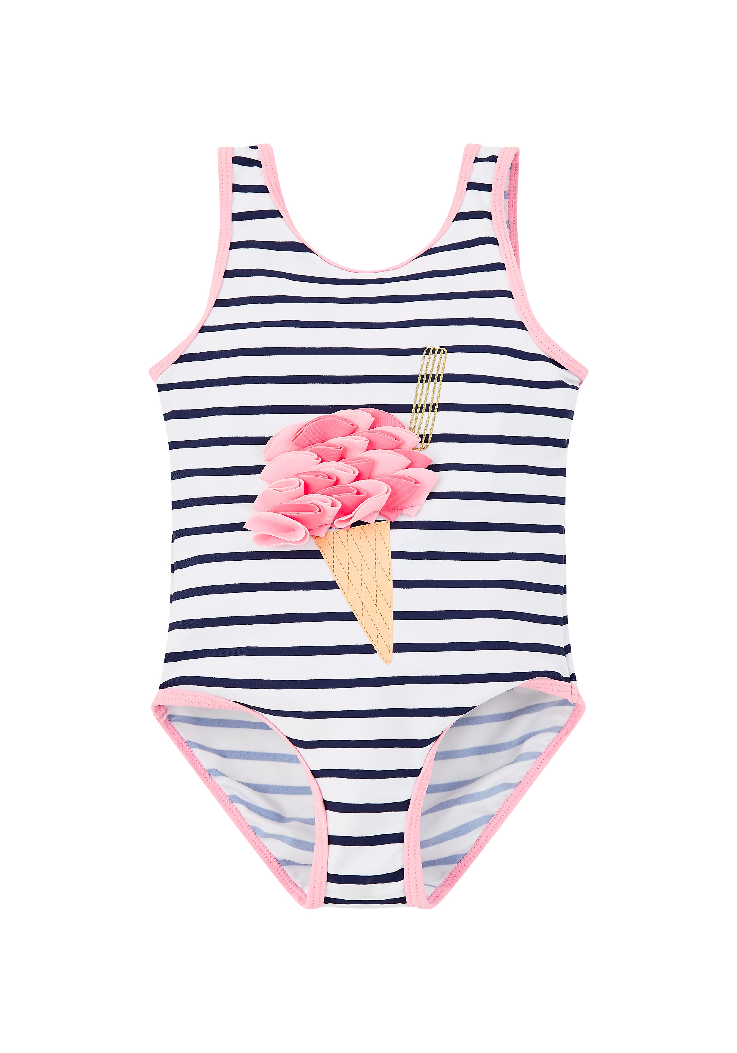 Mothercare | Girls Stripe Ice Cream Swimsuit - Blue & White 2