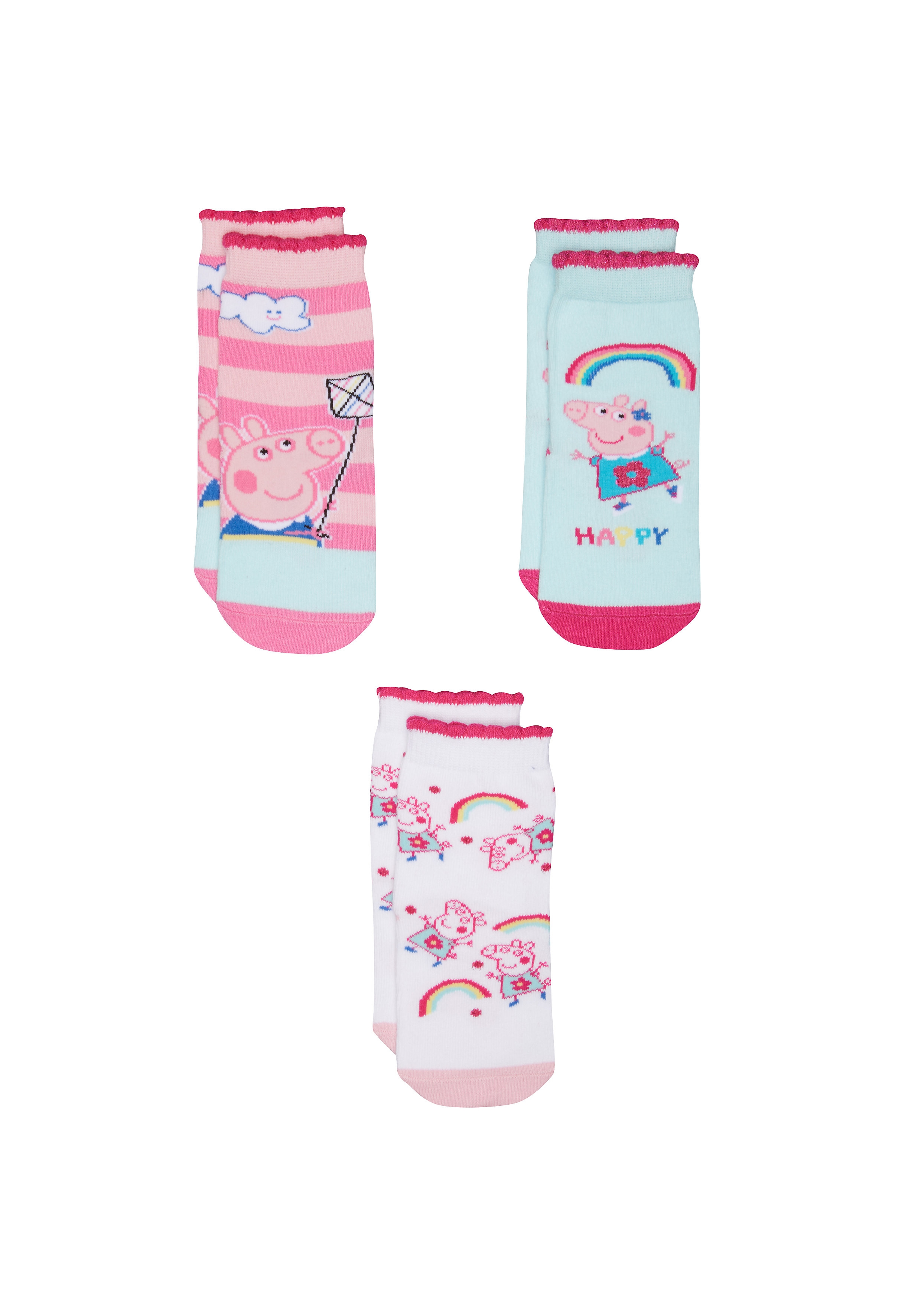 Mothercare | Girls Peppa Pig Socks - 3 Pack - Multicolor 0