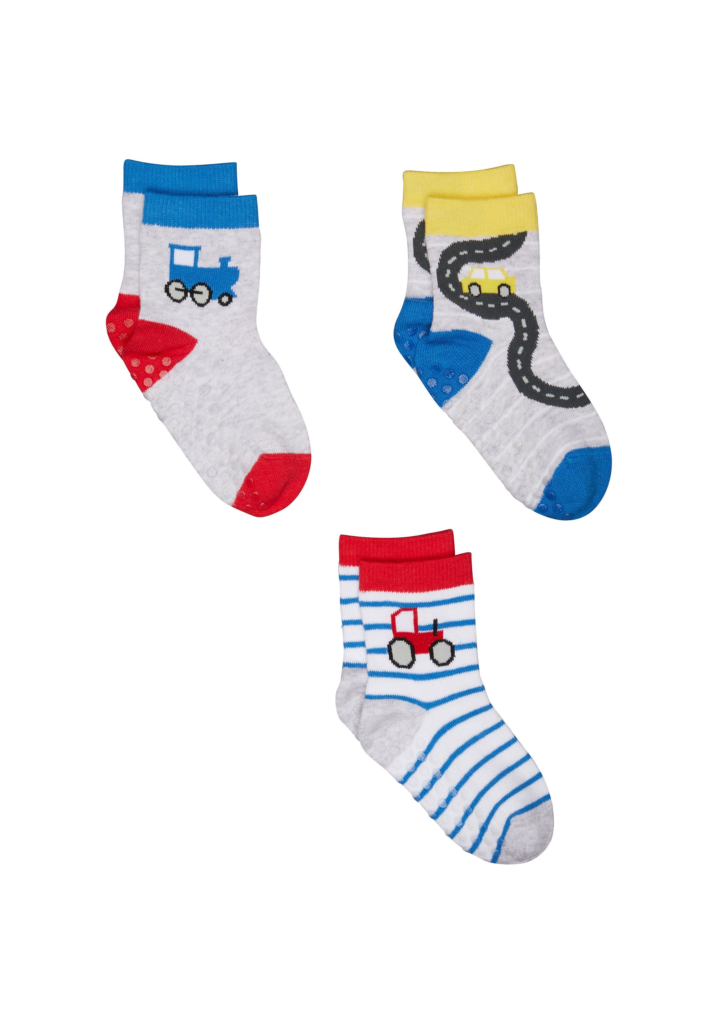 Mothercare | Boys Trains And Tractors Socks - 3 Pack - Multicolor 0