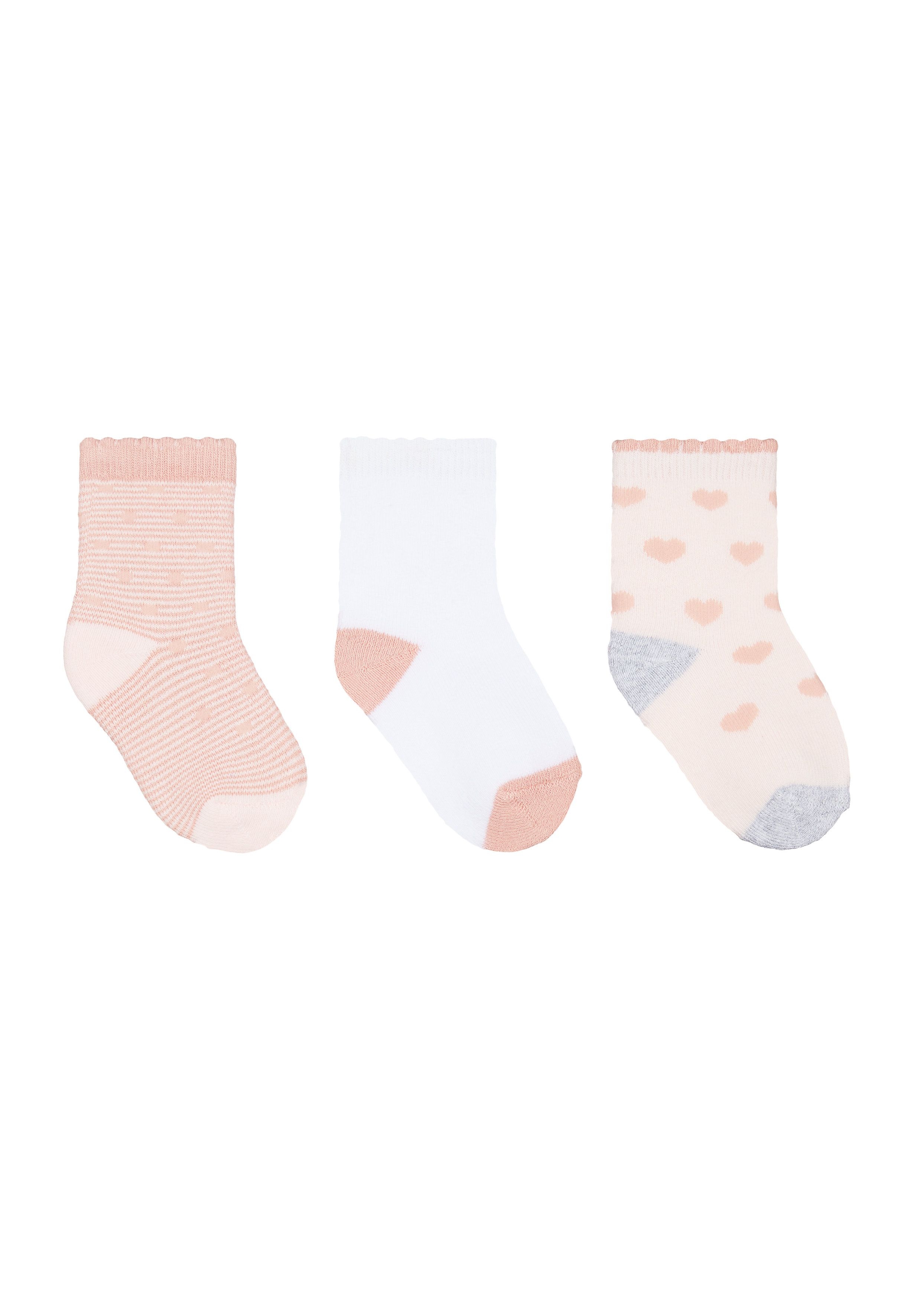 Mothercare | Girls Heart Terry Baby Socks - 3 Pack - Pink 0