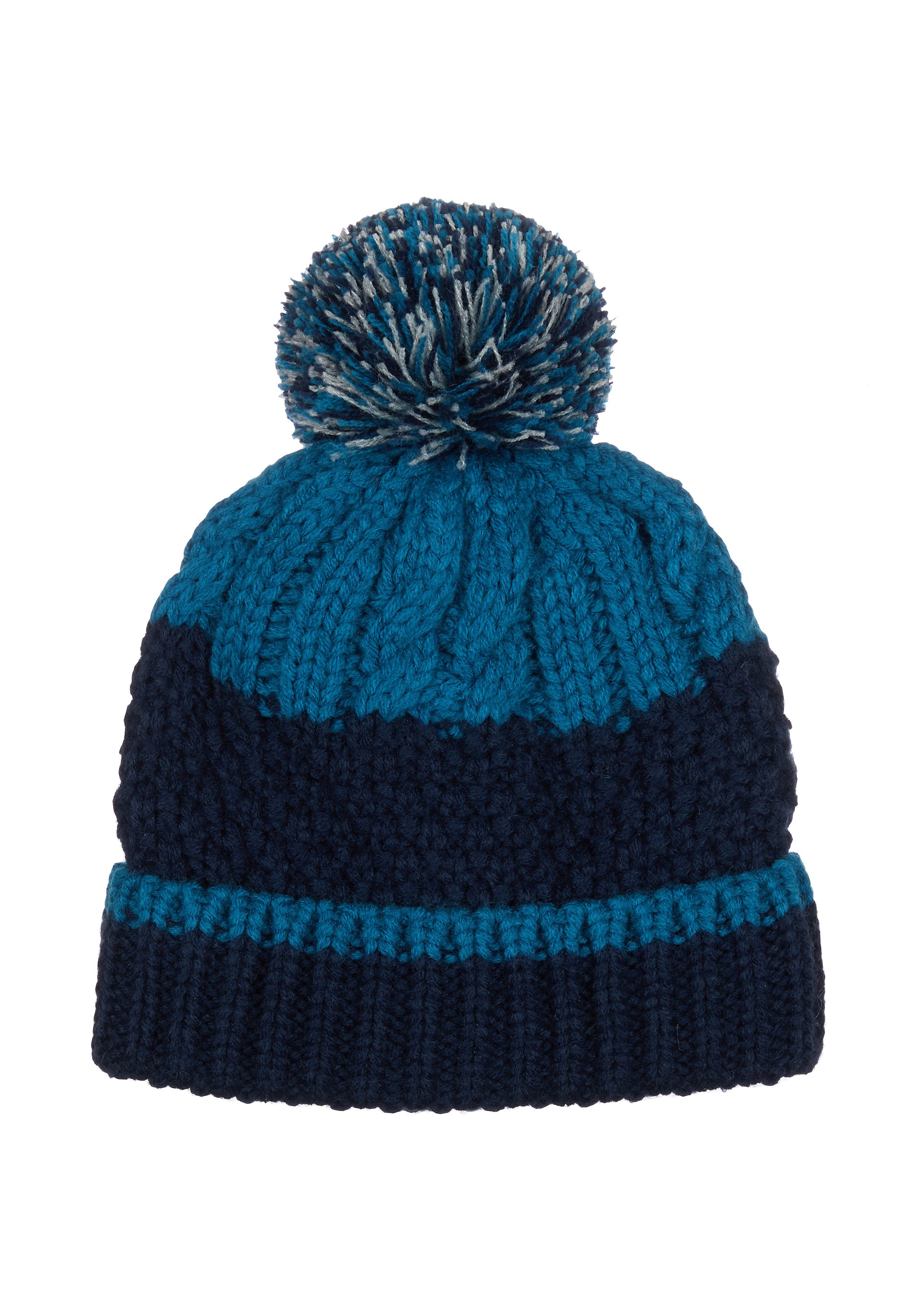 Mothercare | Boys Teal And Navy Cable - Knit Beanie Hat - Teal 1