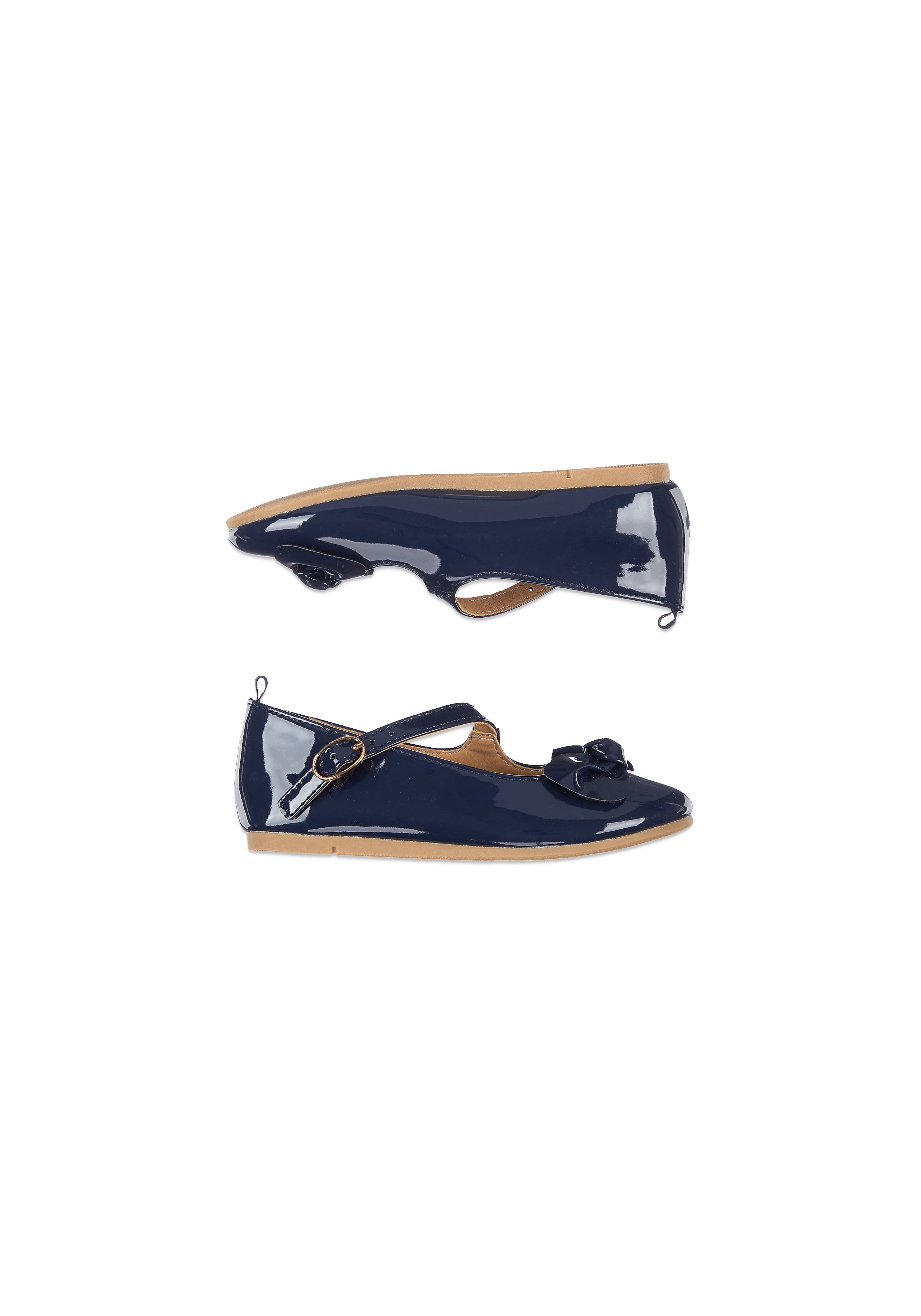 Mothercare | Girls Navy Patent Ballerina Shoes - Navy 1