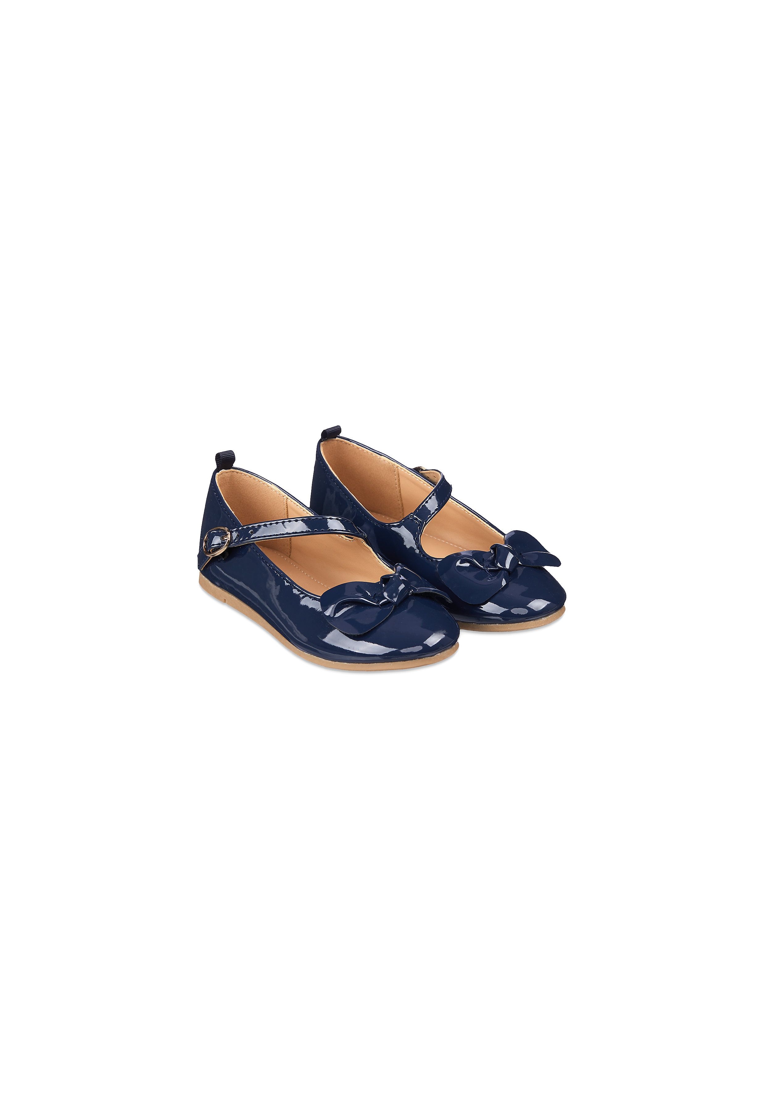 Mothercare | Girls Navy Patent Ballerina Shoes - Navy 0