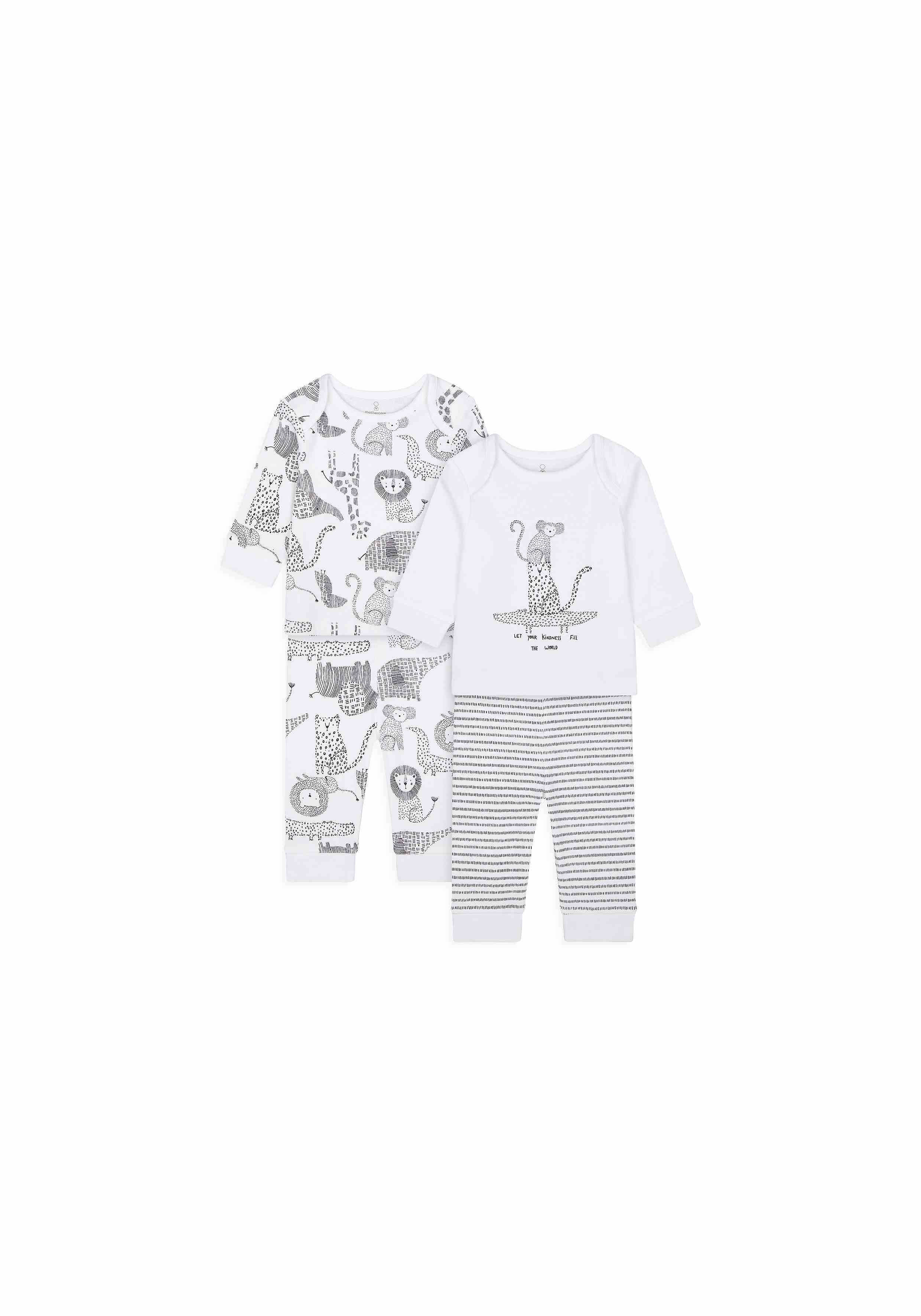 Blue and White Printed Romper - Pack of 2
