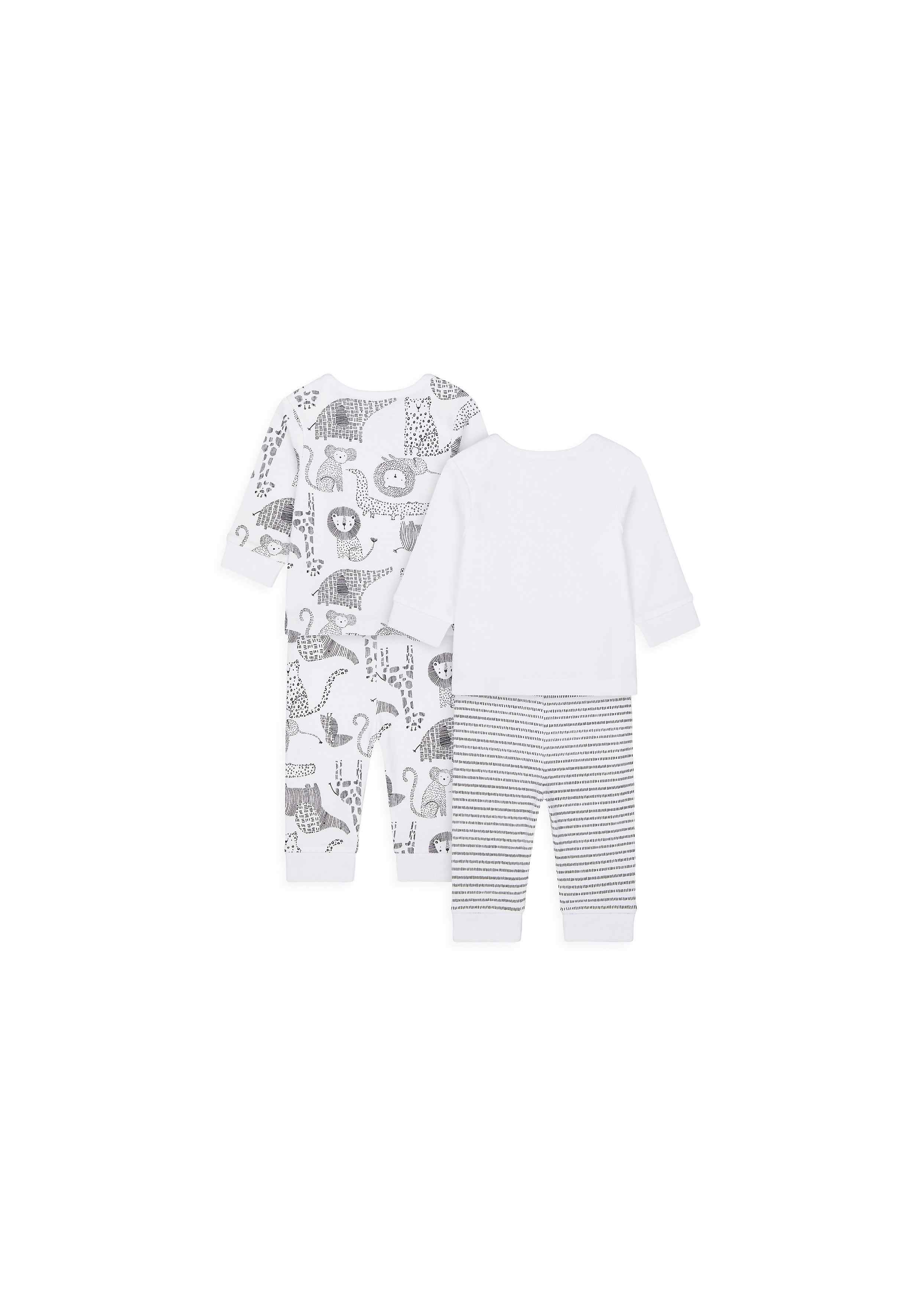 Blue and White Printed Romper - Pack of 2