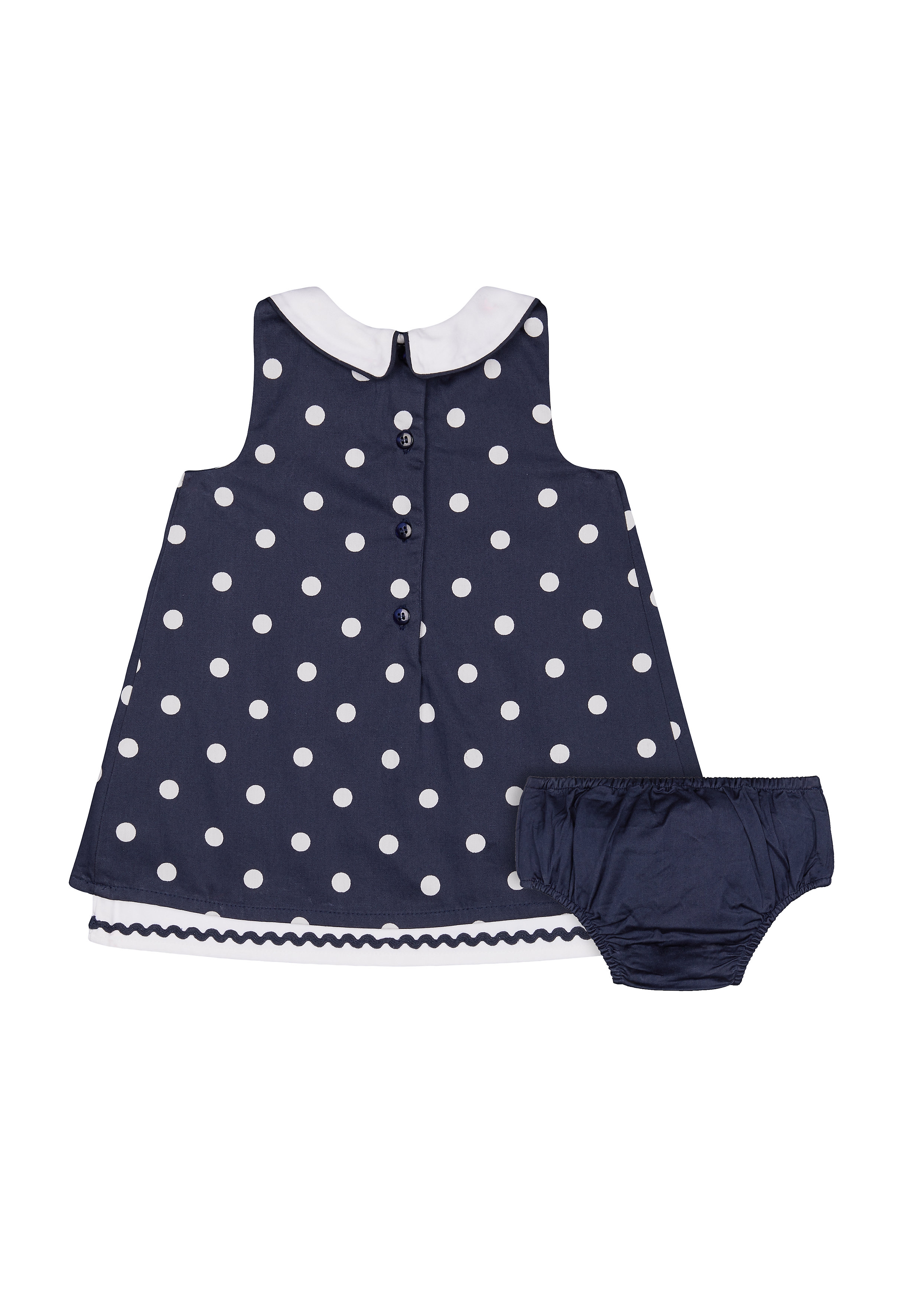 Mothercare | Girls Sleeveless Dress And Knickers Set Bow And Lace Details - Navy 1