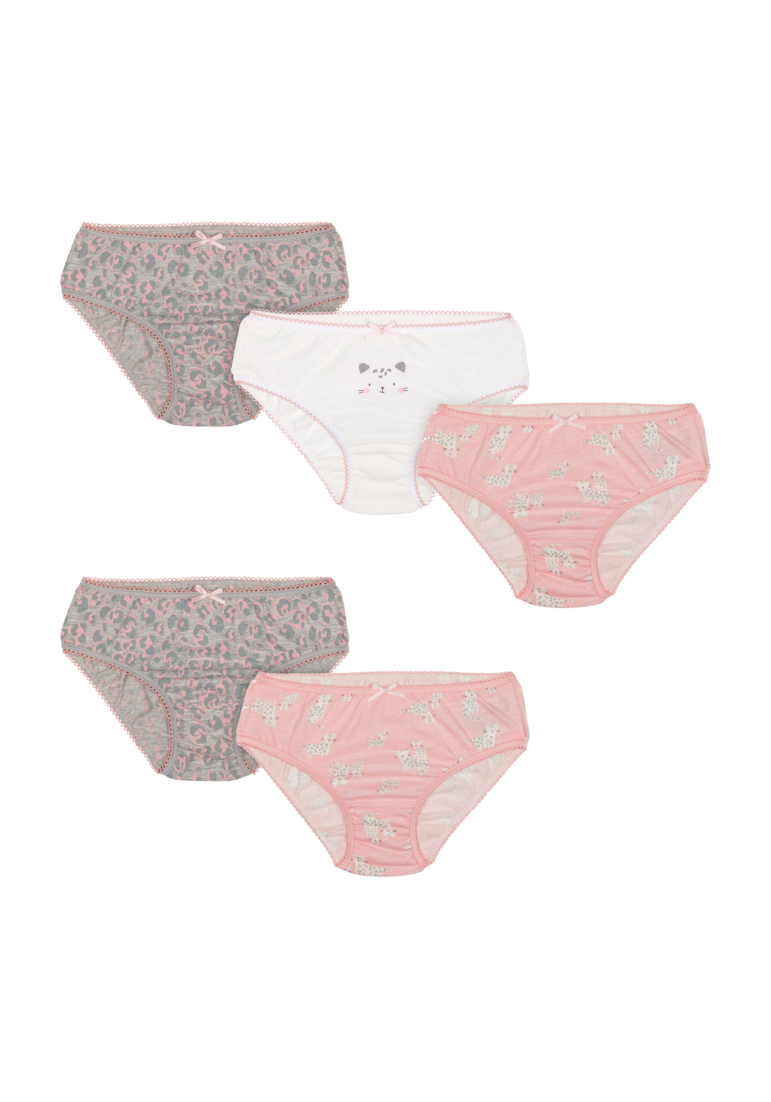 Mothercare | Pink Cat Leopard Briefs - Pack of 5 0