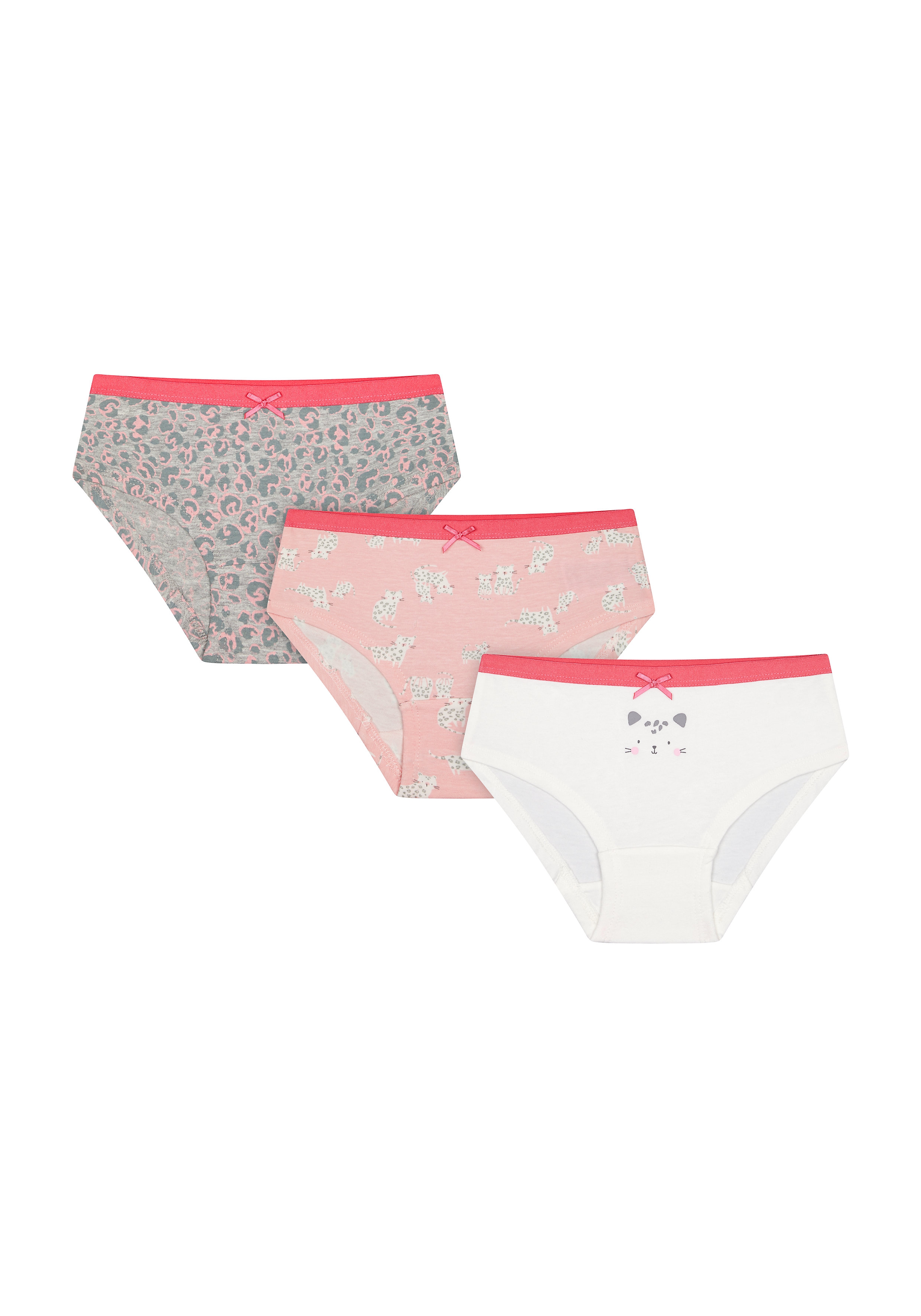 Mothercare | Pink Cat Leopard Briefs - Pack of 3 0