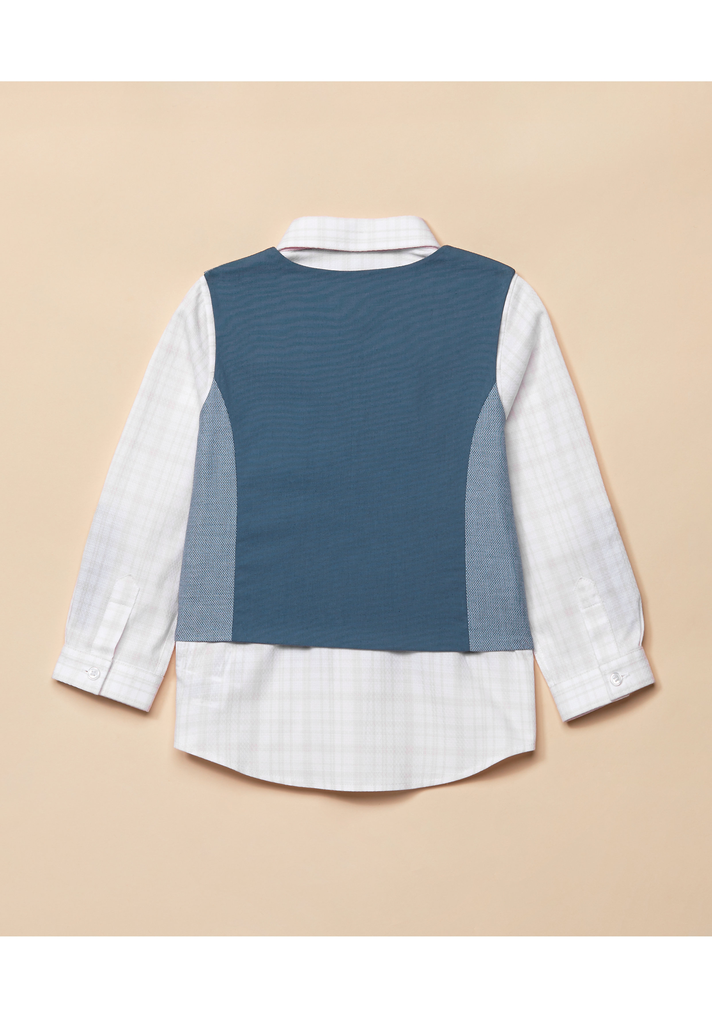 Mothercare | Boys Full Sleeves Shirt With Waistcoat - White Blue 1