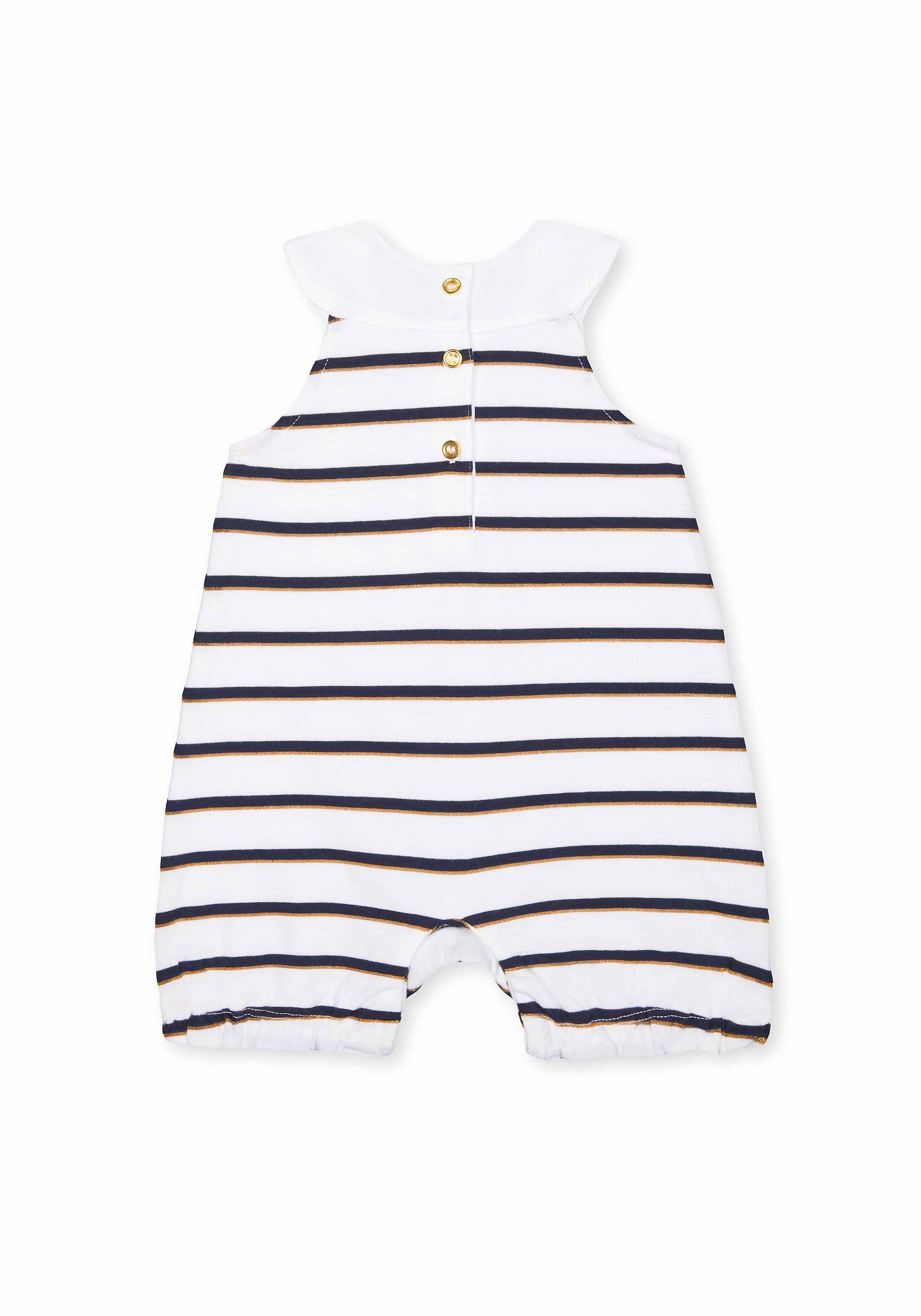 Girls Sleeveless Romper Striped - White