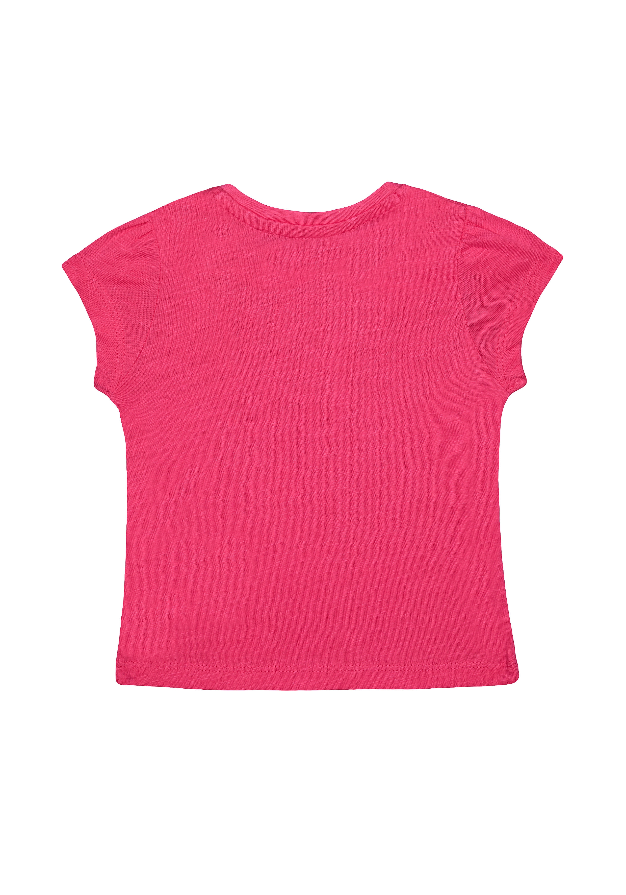 Mothercare | Girls Half Sleeves T-Shirt Glitter Floral Print - Pink 1