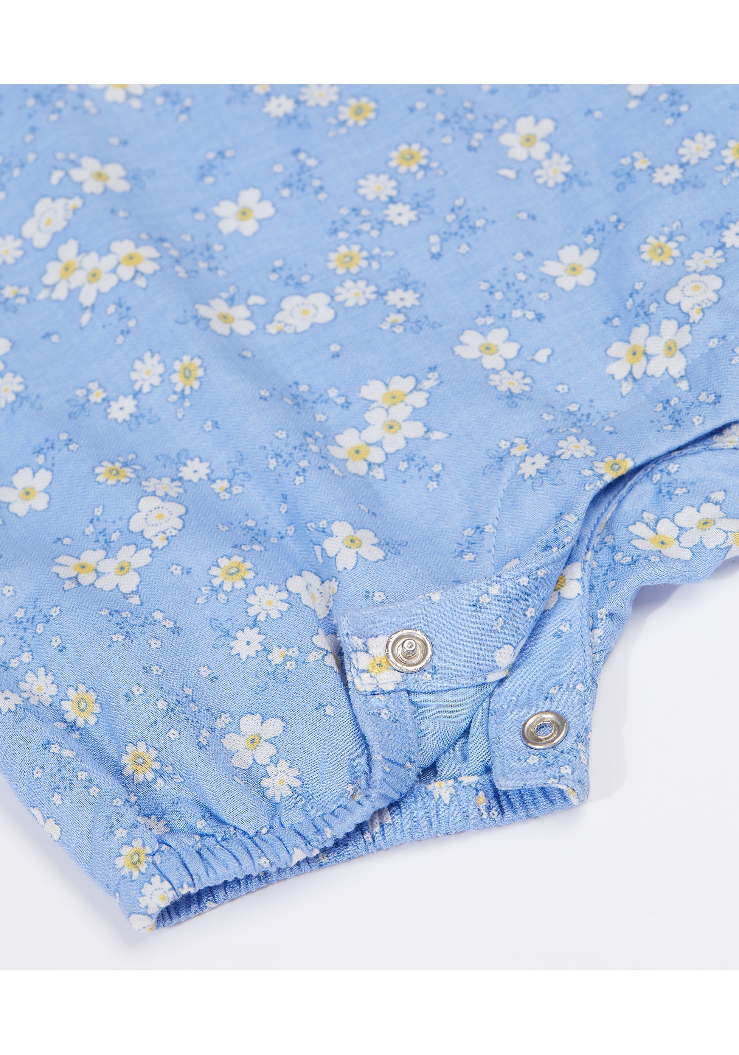 Mothercare | Girls Half Sleeves Dungaree Set Floral Print - Blue Yellow 3